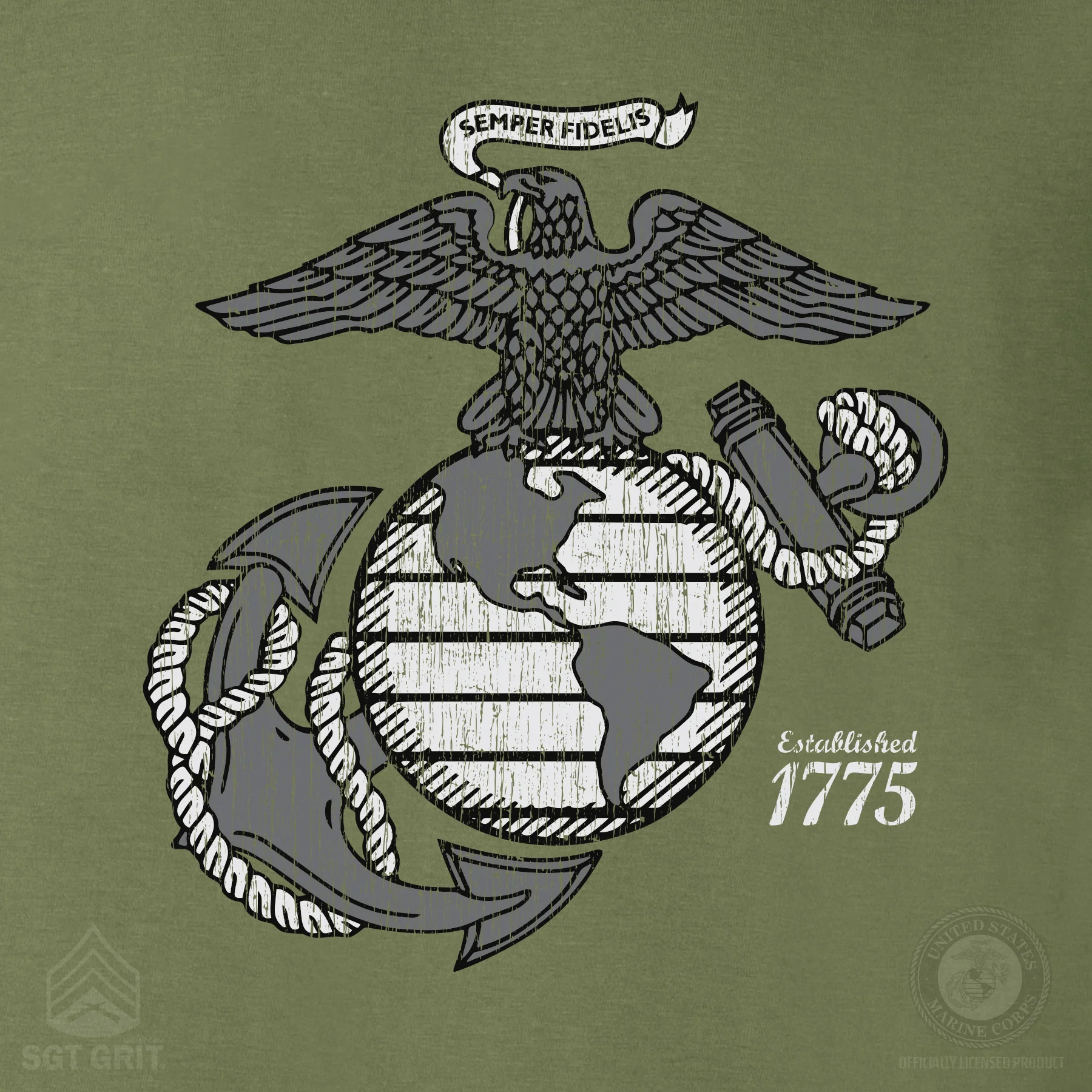 Grayscale Eagle, Globe, and Anchor T-Shirt - Image 11