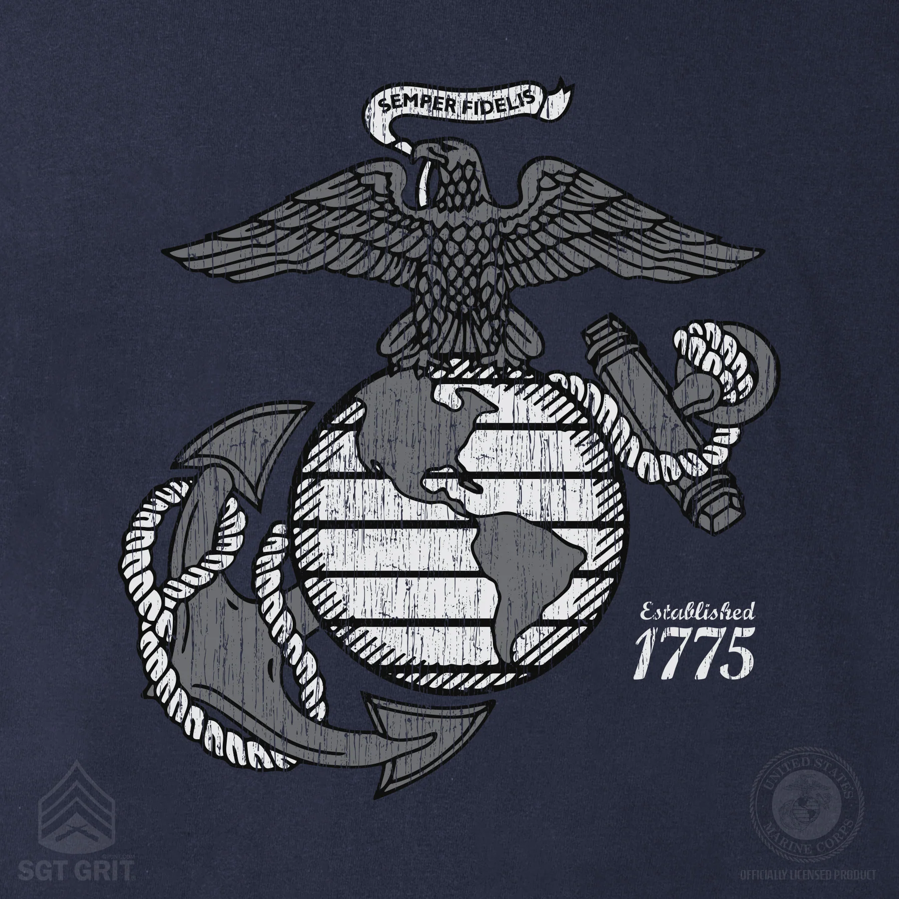 Grayscale Eagle, Globe, and Anchor T-Shirt - Image 12