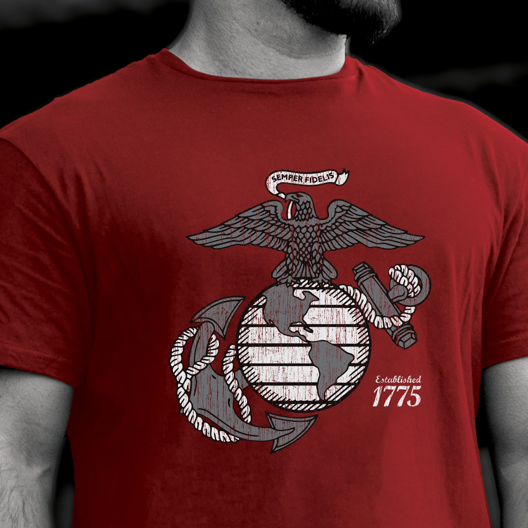 Grayscale Eagle, Globe, and Anchor T-Shirt - Image 7