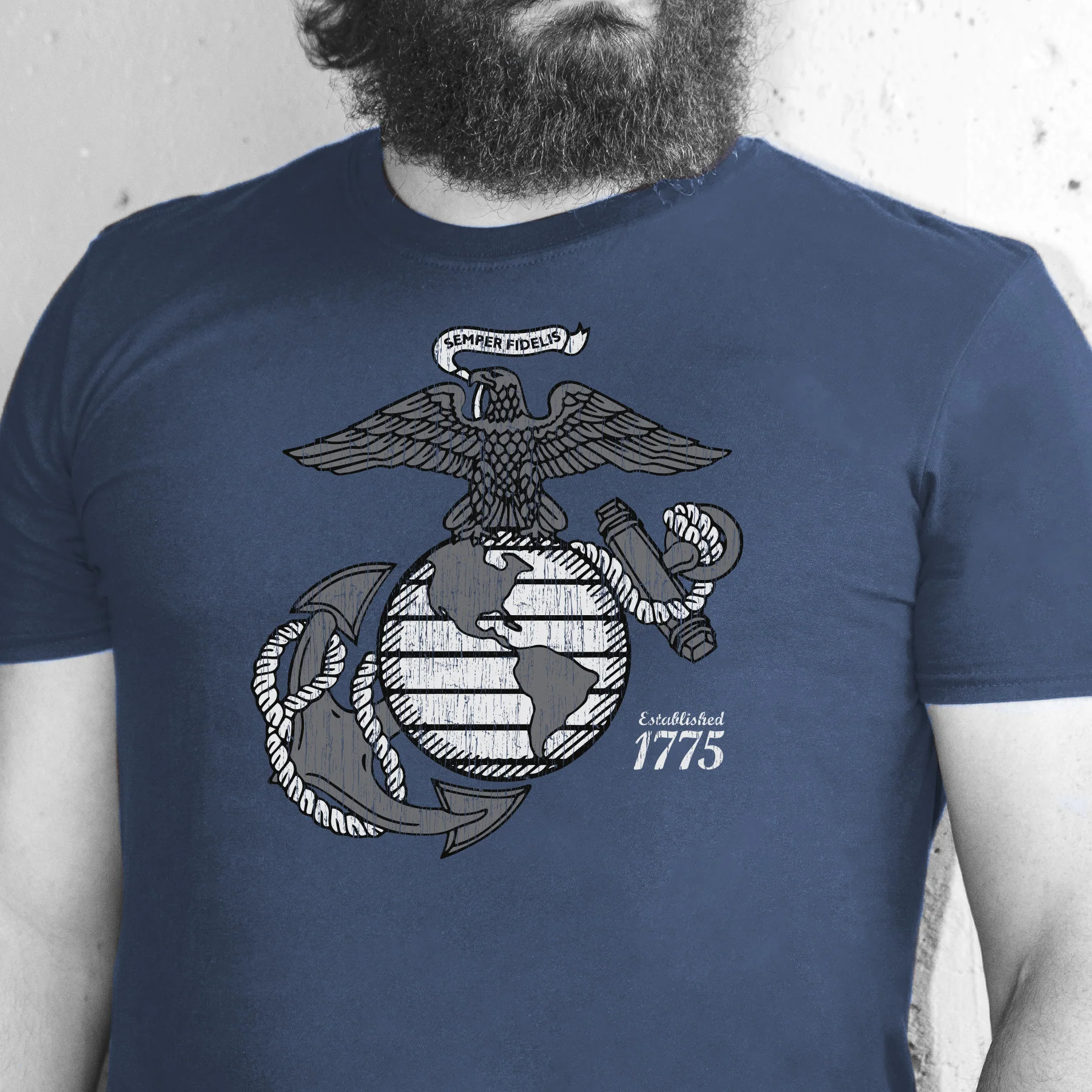 Grayscale Eagle, Globe, and Anchor T-Shirt - Image 8
