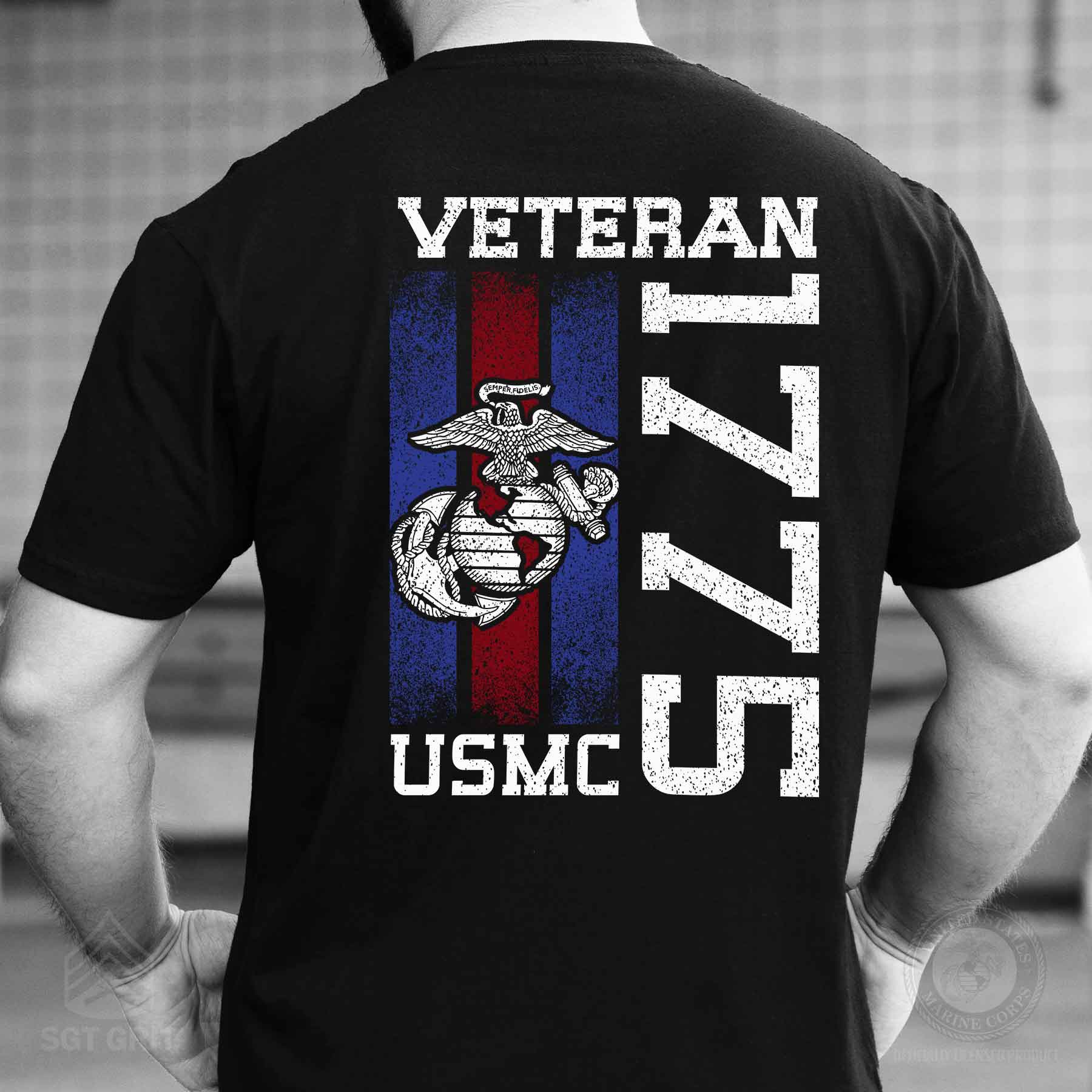 USMC Blood Stripe Veteran T-Shirt - Image 2