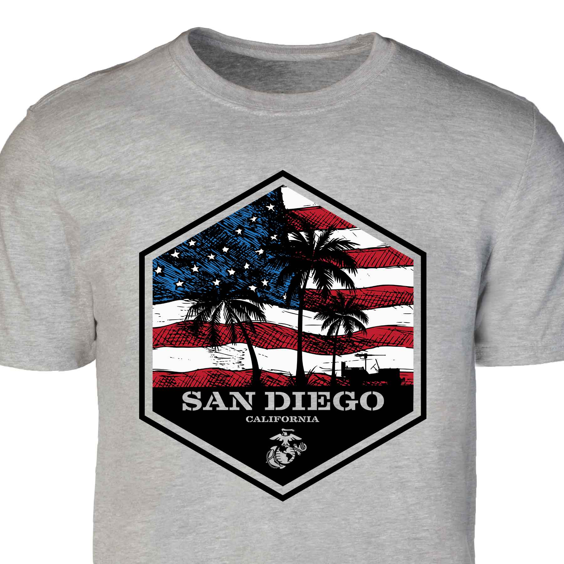 USMC Bootcamp Hexagon T-Shirt – Grey - Image 2