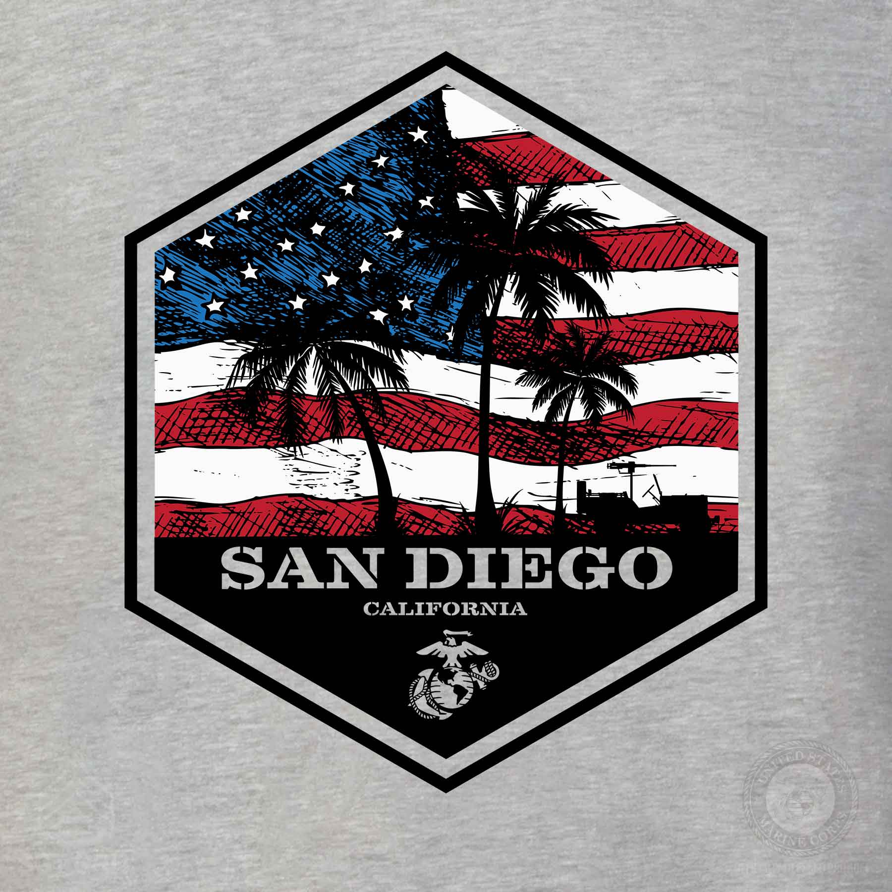 USMC Bootcamp Hexagon T-Shirt – Grey - Image 5