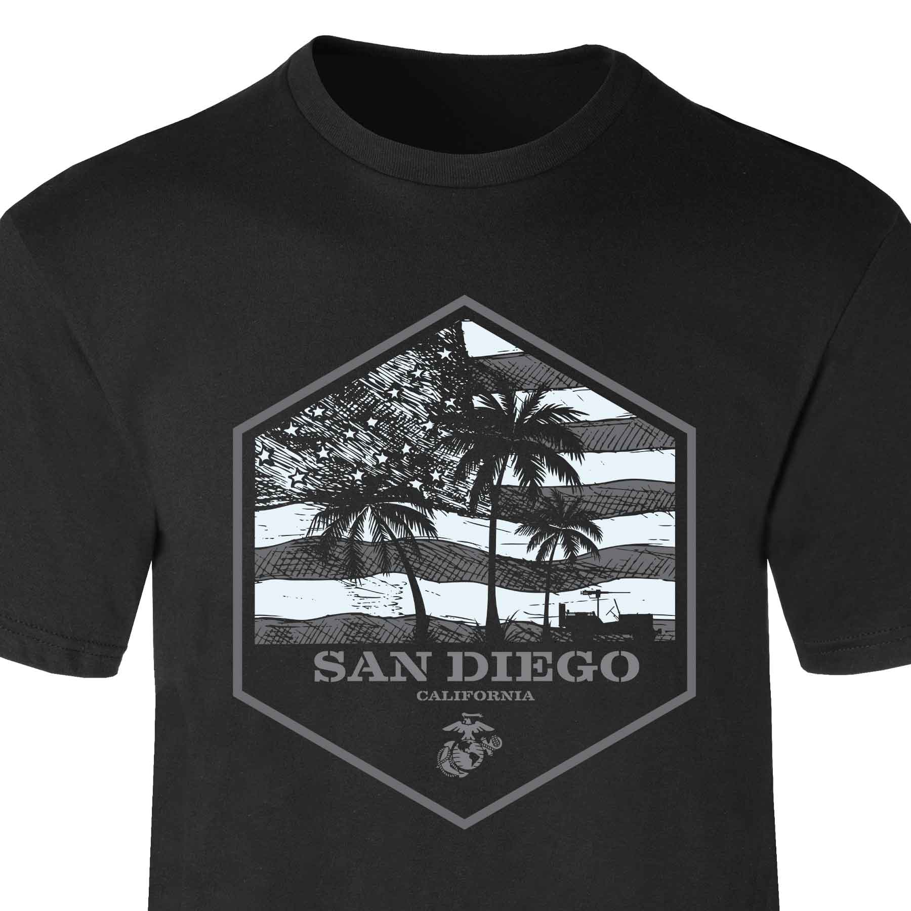 USMC Bootcamp Hexagon T-Shirt - Black - Image 2
