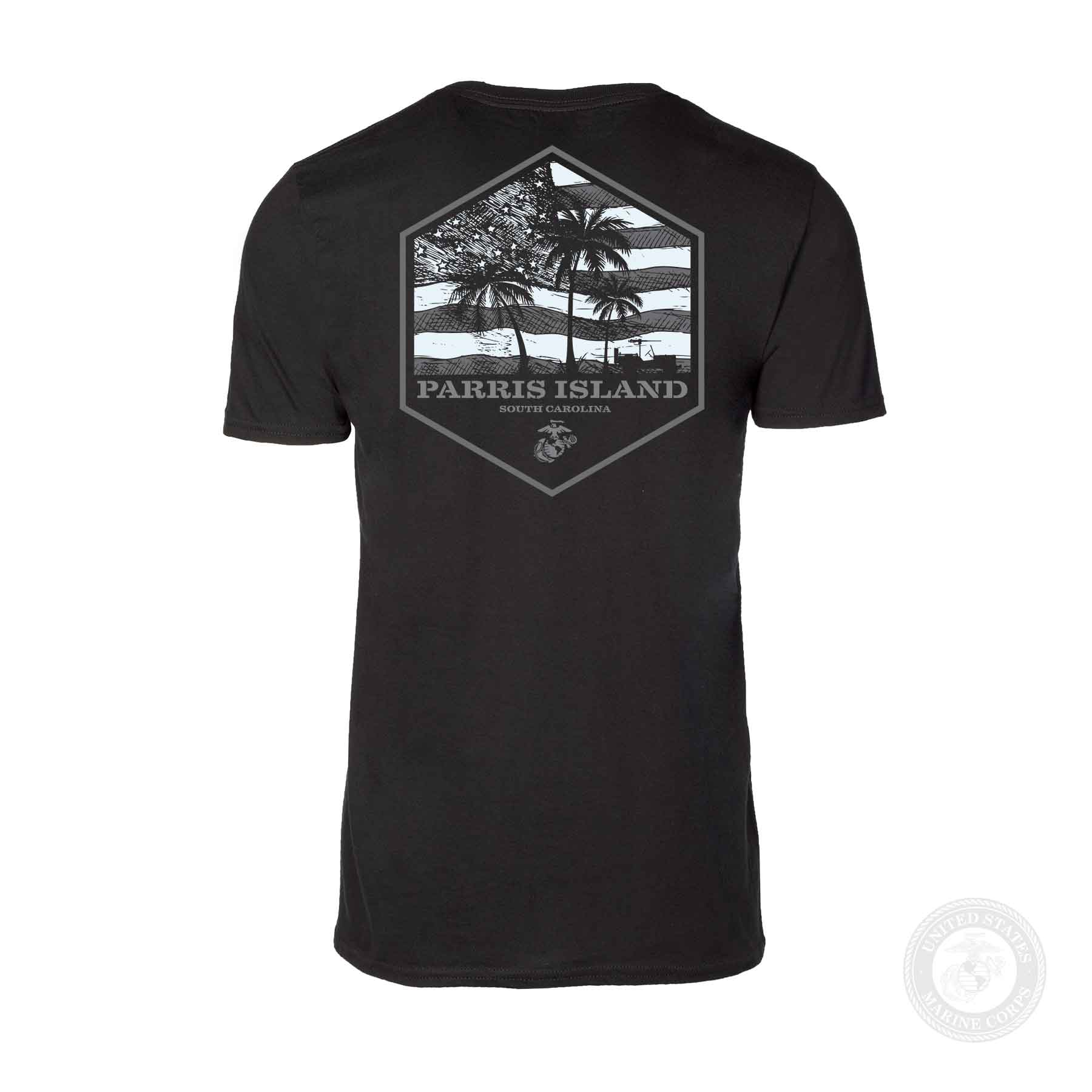 USMC Bootcamp Hexagon Back Design T-Shirt – Black - Image 10
