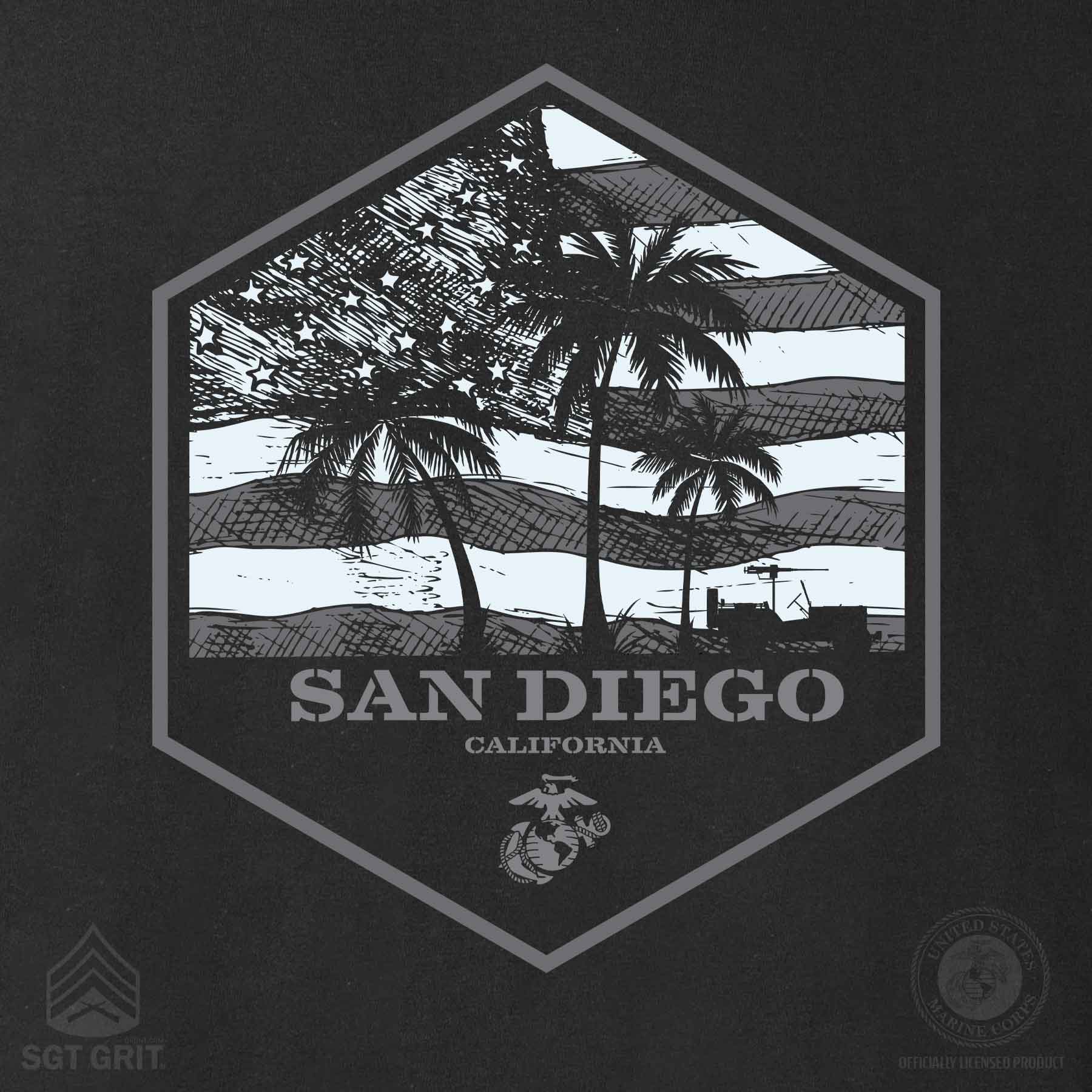 USMC Bootcamp Hexagon Back Design T-Shirt – Black - Image 7