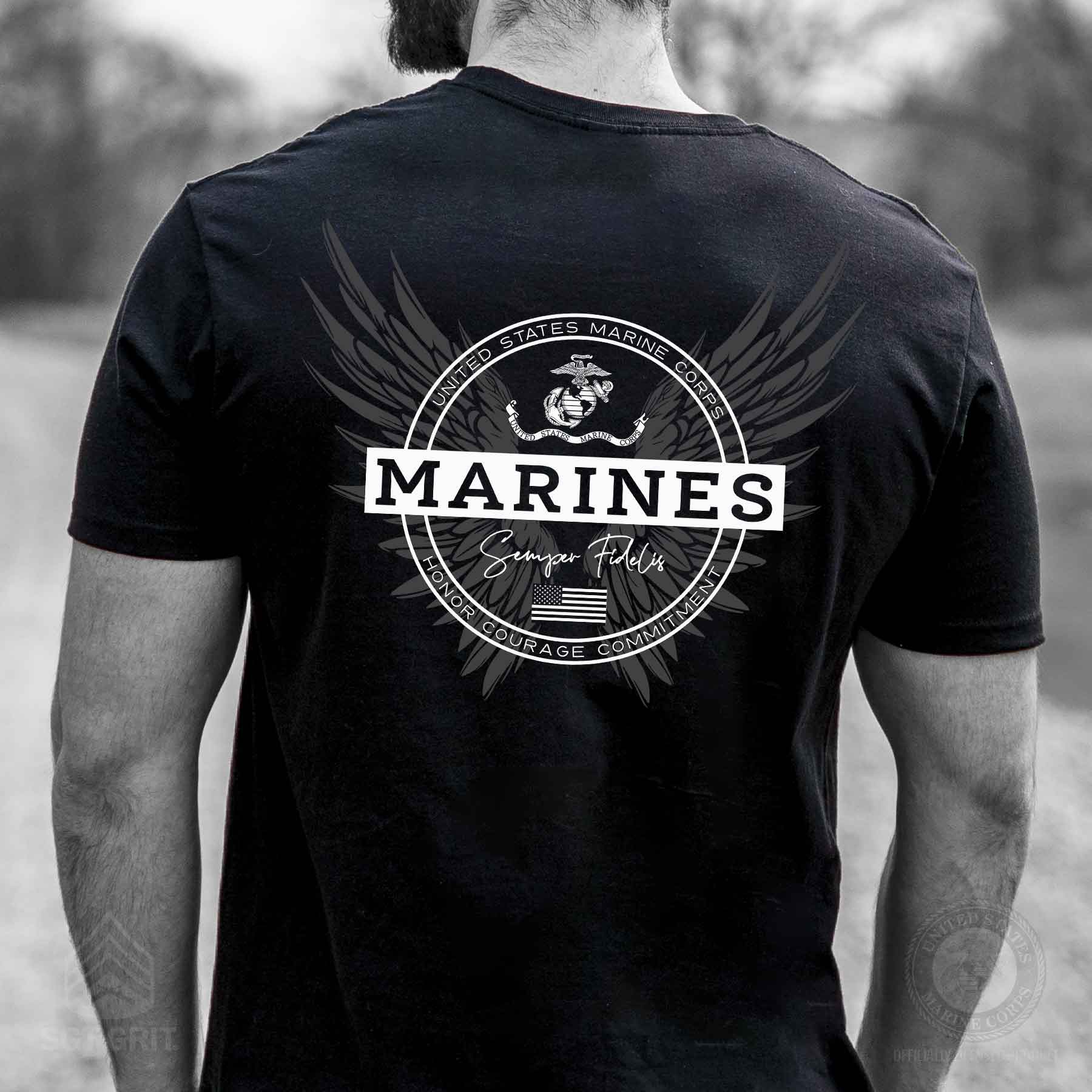 USMC Honor Courage Commitment T-Shirt - Image 2