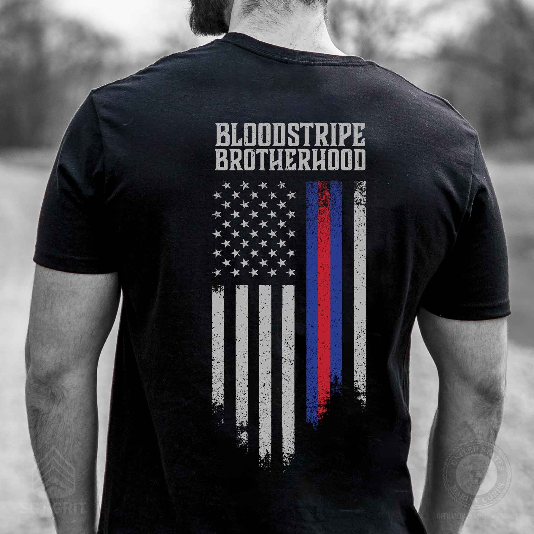 USMC Bloodstripe Brotherhood Flag T-Shirt - Image 2