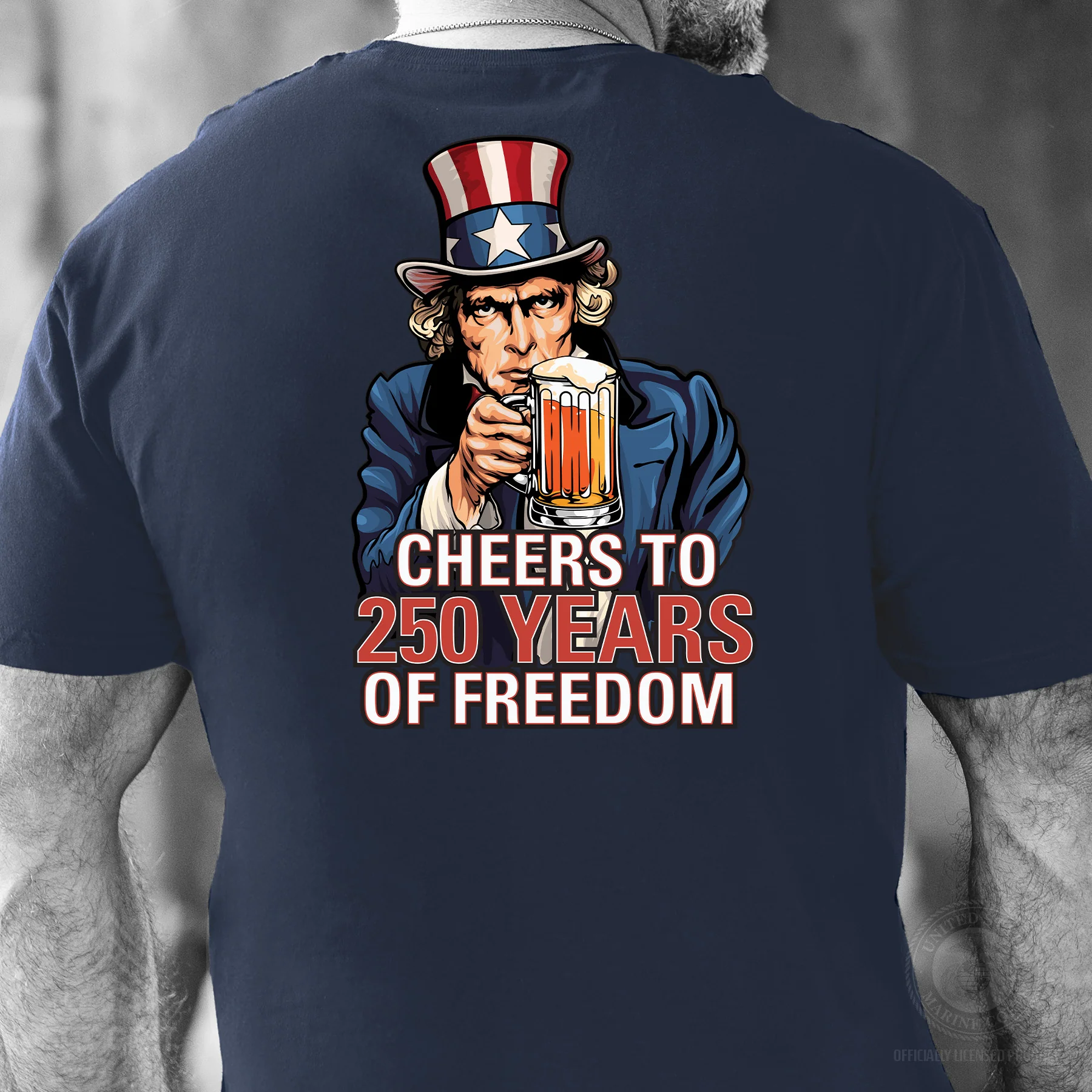 Cheers to 250 Years of Freedom T-Shirt - Back Design - Image 5