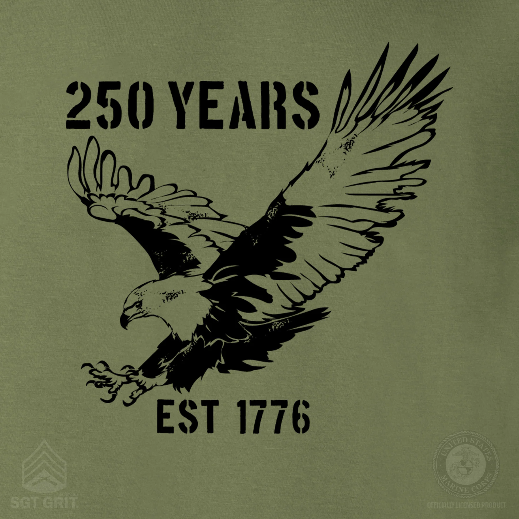 250 Years Eagle T-Shirt- OD Green - Image 6