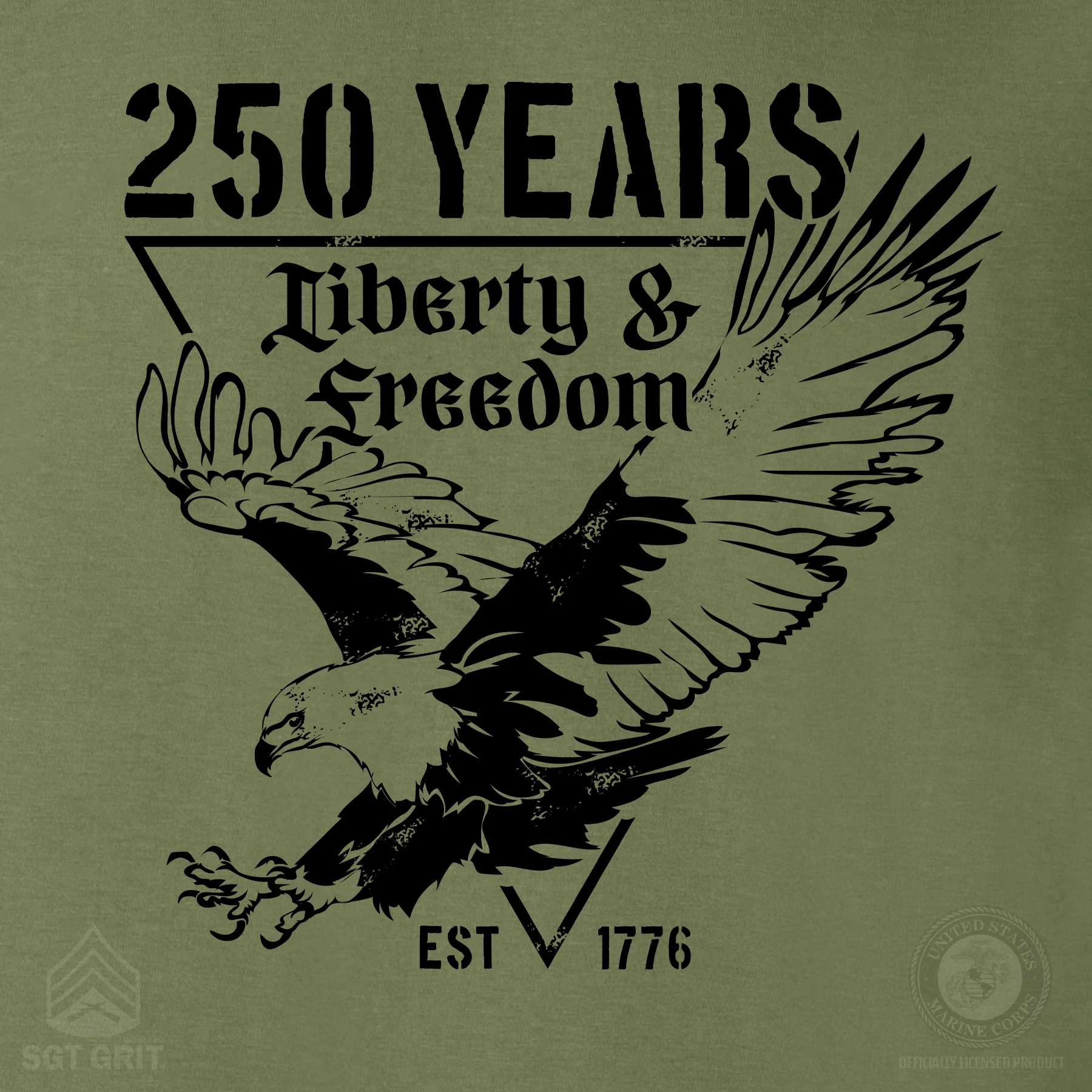 250 Years Eagle T-Shirt- OD Green - Image 7