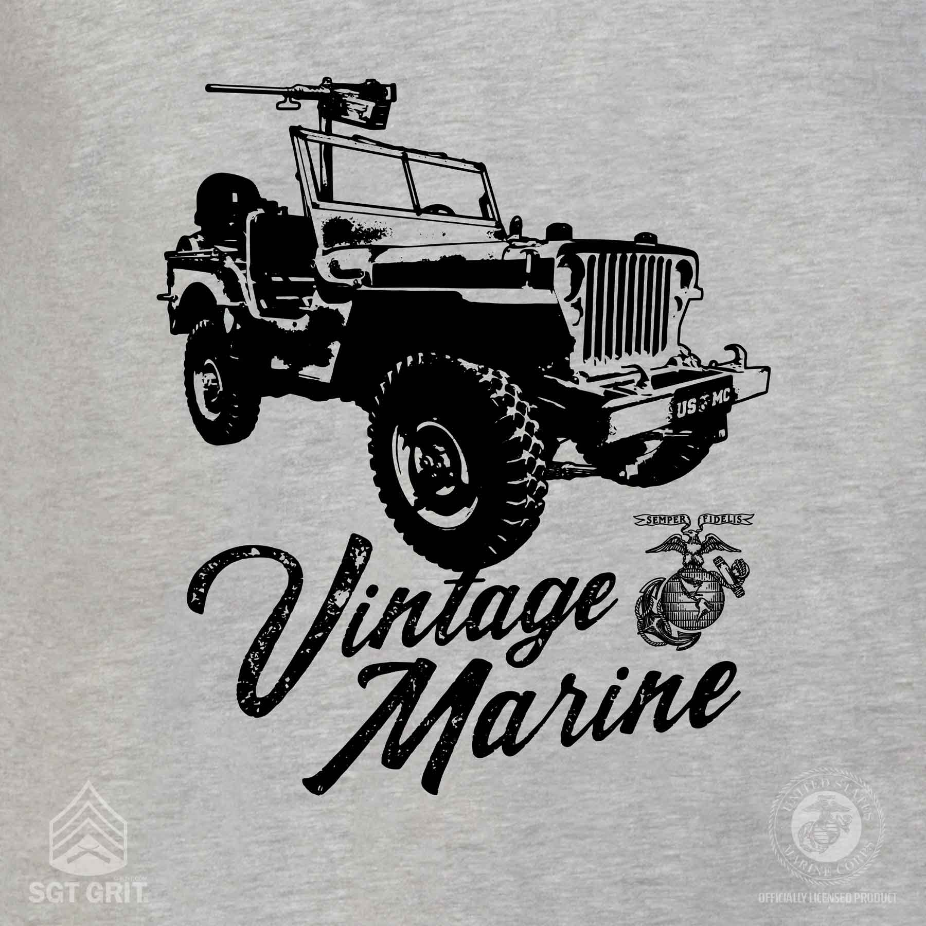 Vintage Marine Jeep Full Front T-shirt - Image 3