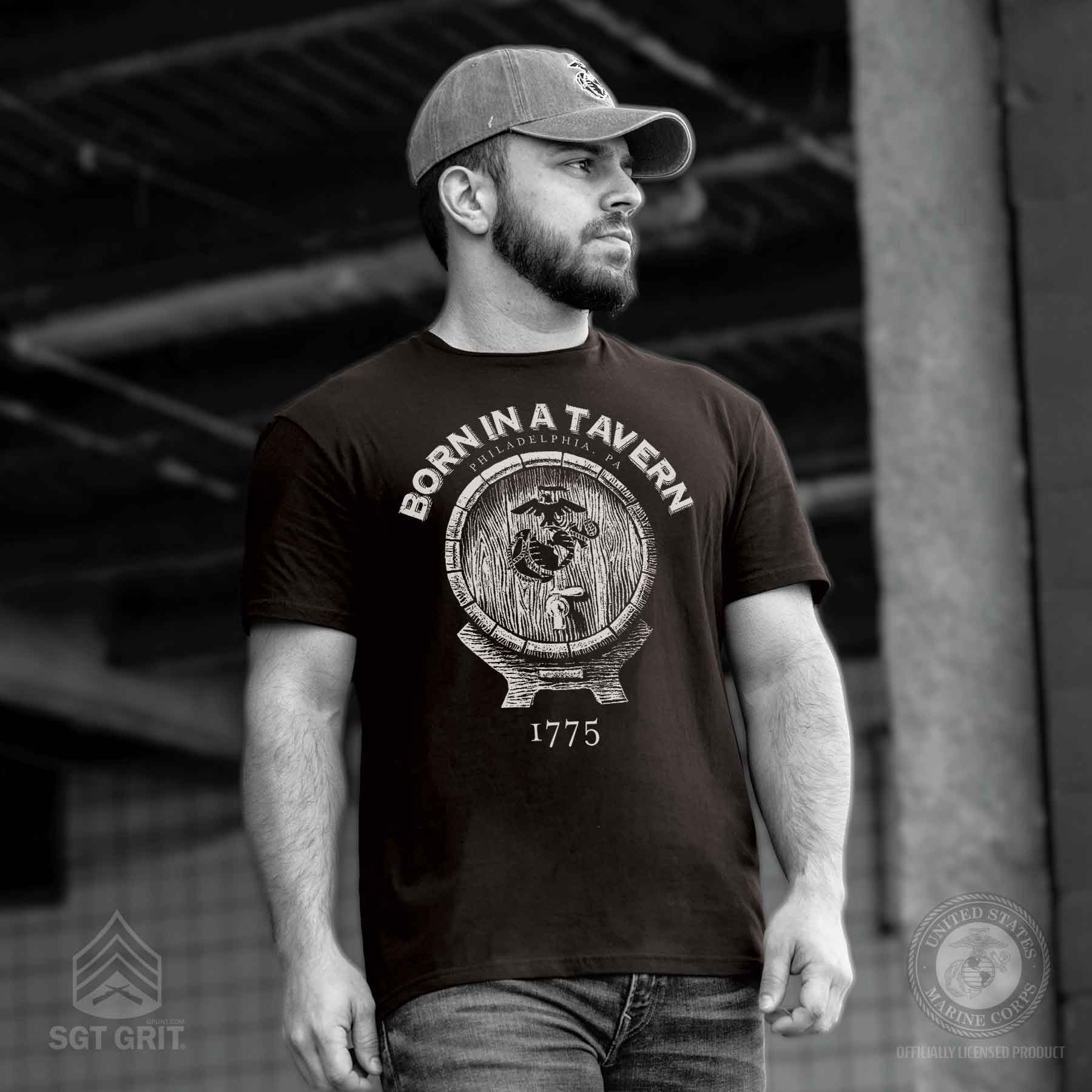 Born In A Tavern Full Front T-Shirt - Image 2