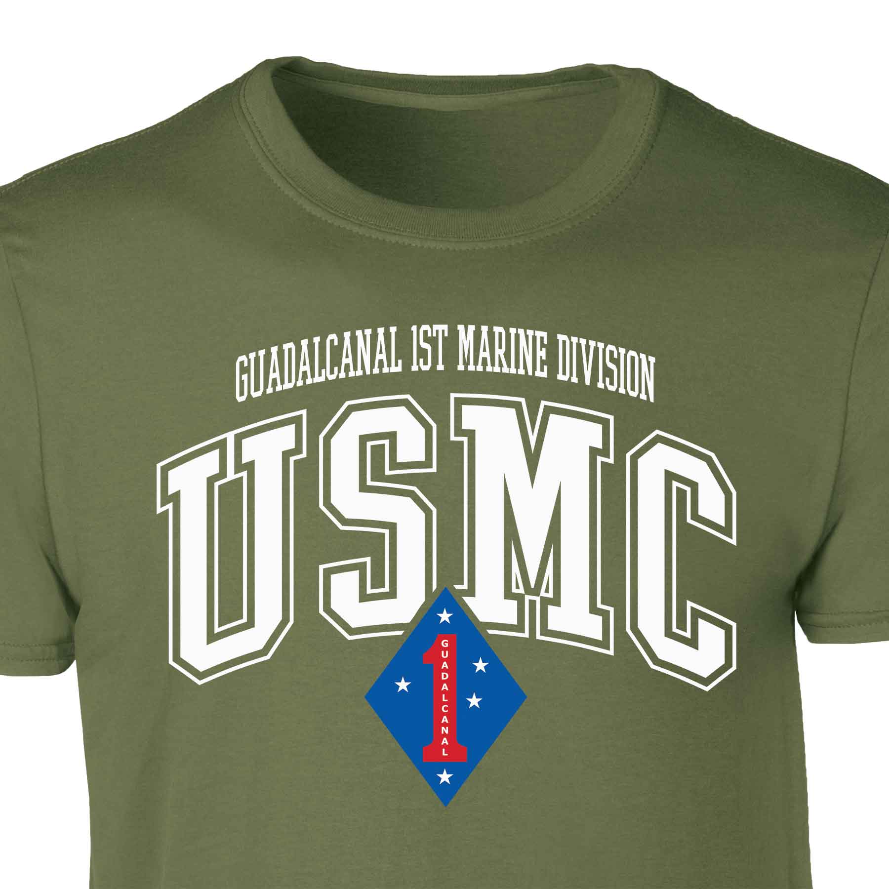 Guadalcanal 1st Marine Division Arched Patch Graphic T-shirt - Image 2