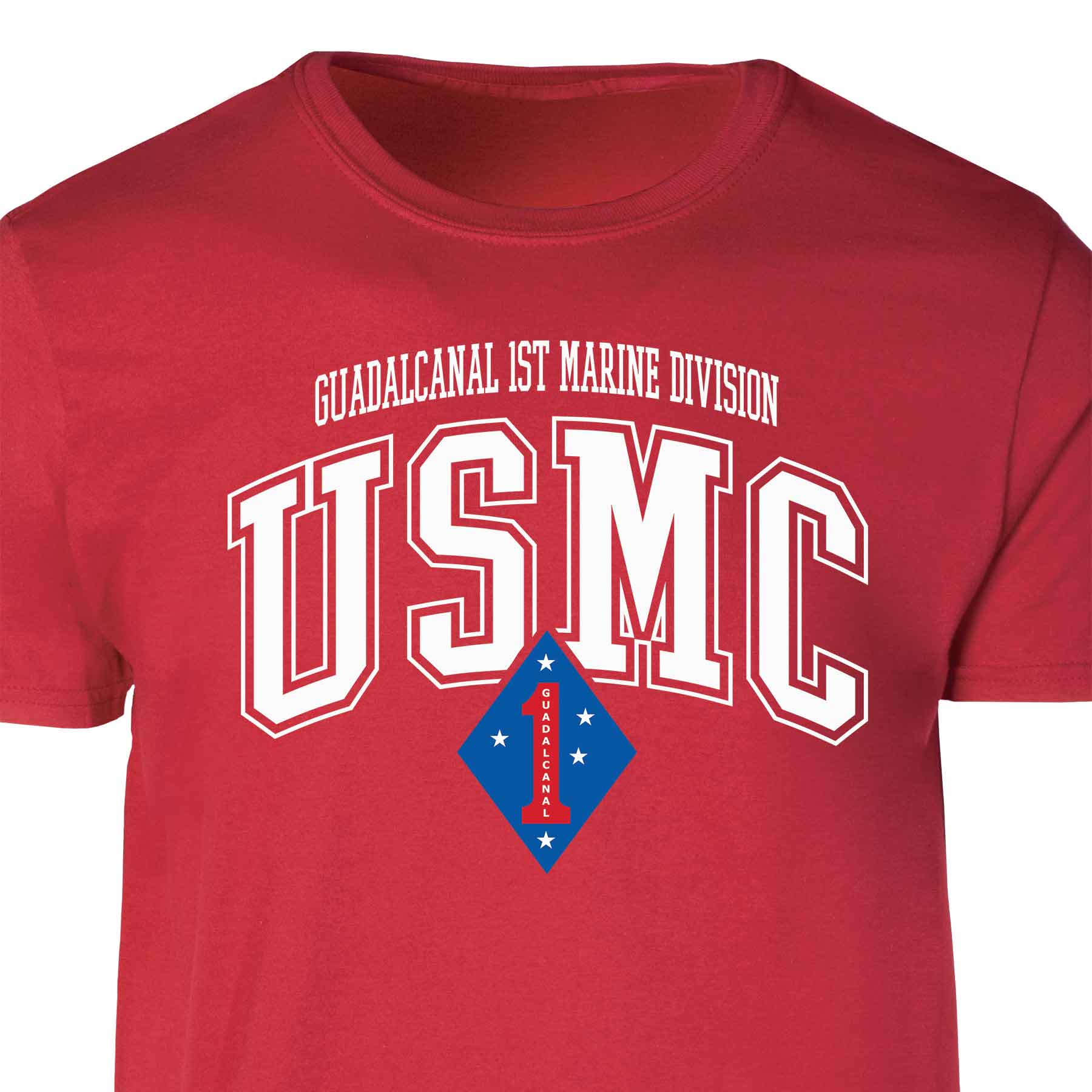 Guadalcanal 1st Marine Division Arched Patch Graphic T-shirt - Image 3