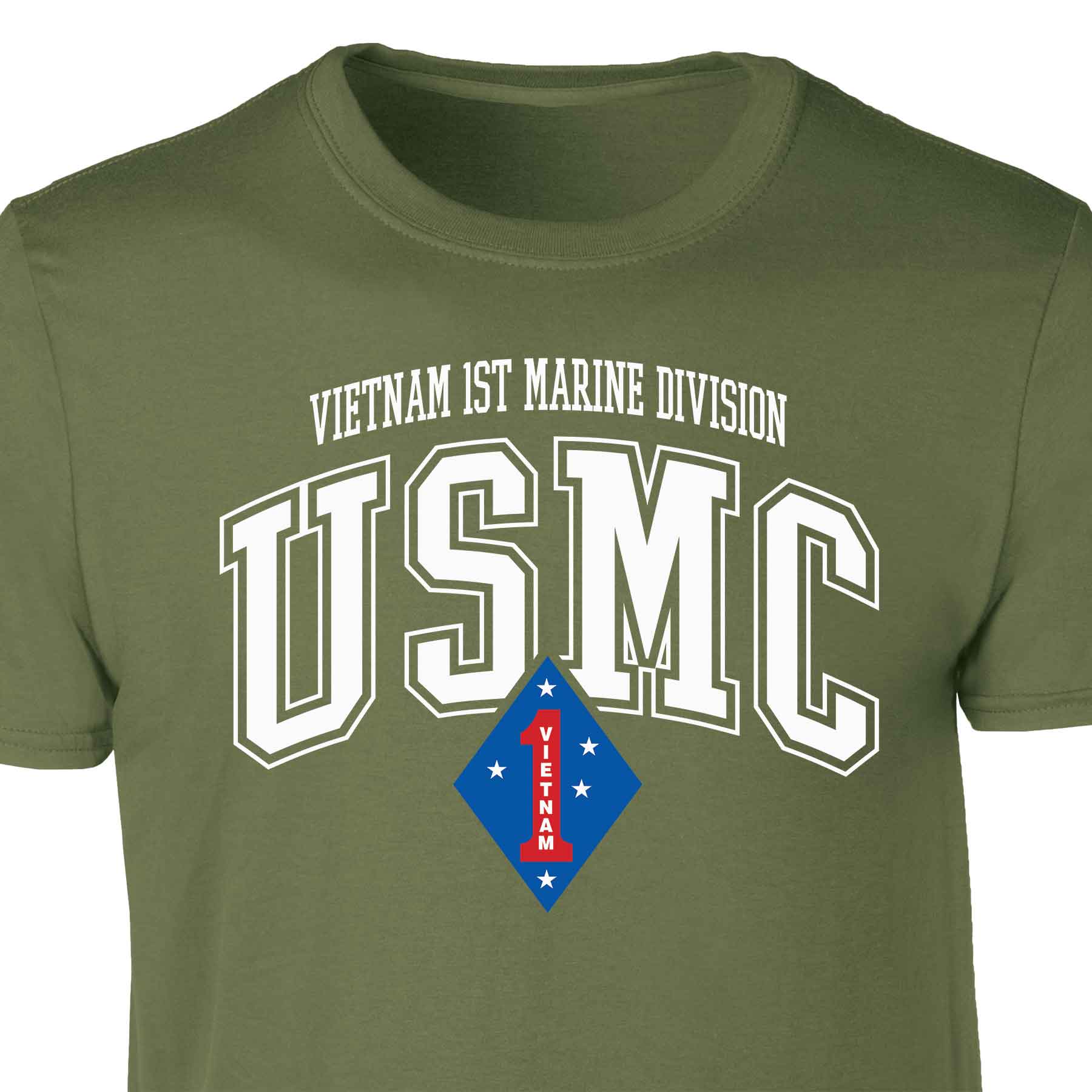 Vietnam 1st Marine Division Arched Patch Graphic T-shirt - Image 2