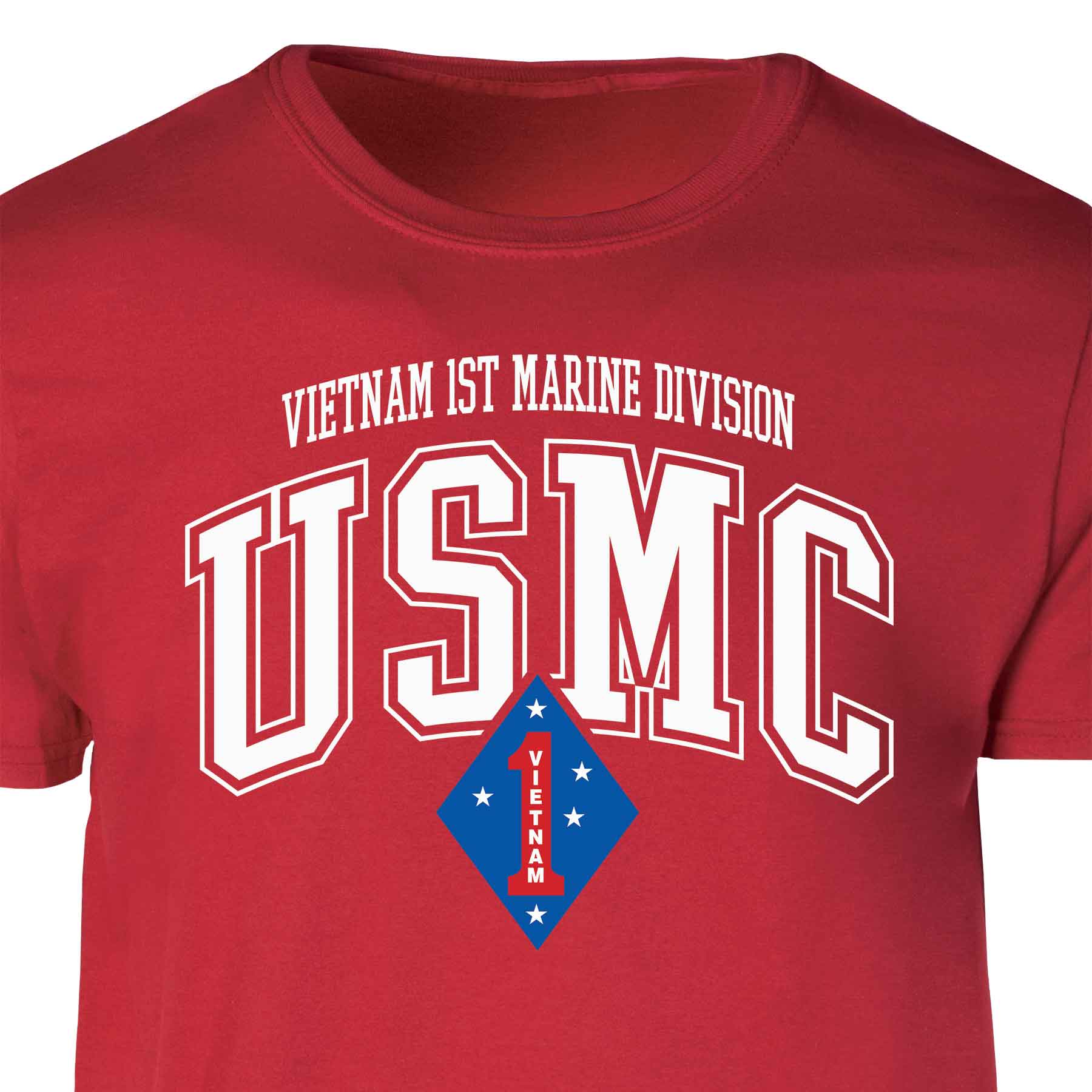 Vietnam 1st Marine Division Arched Patch Graphic T-shirt - Image 3