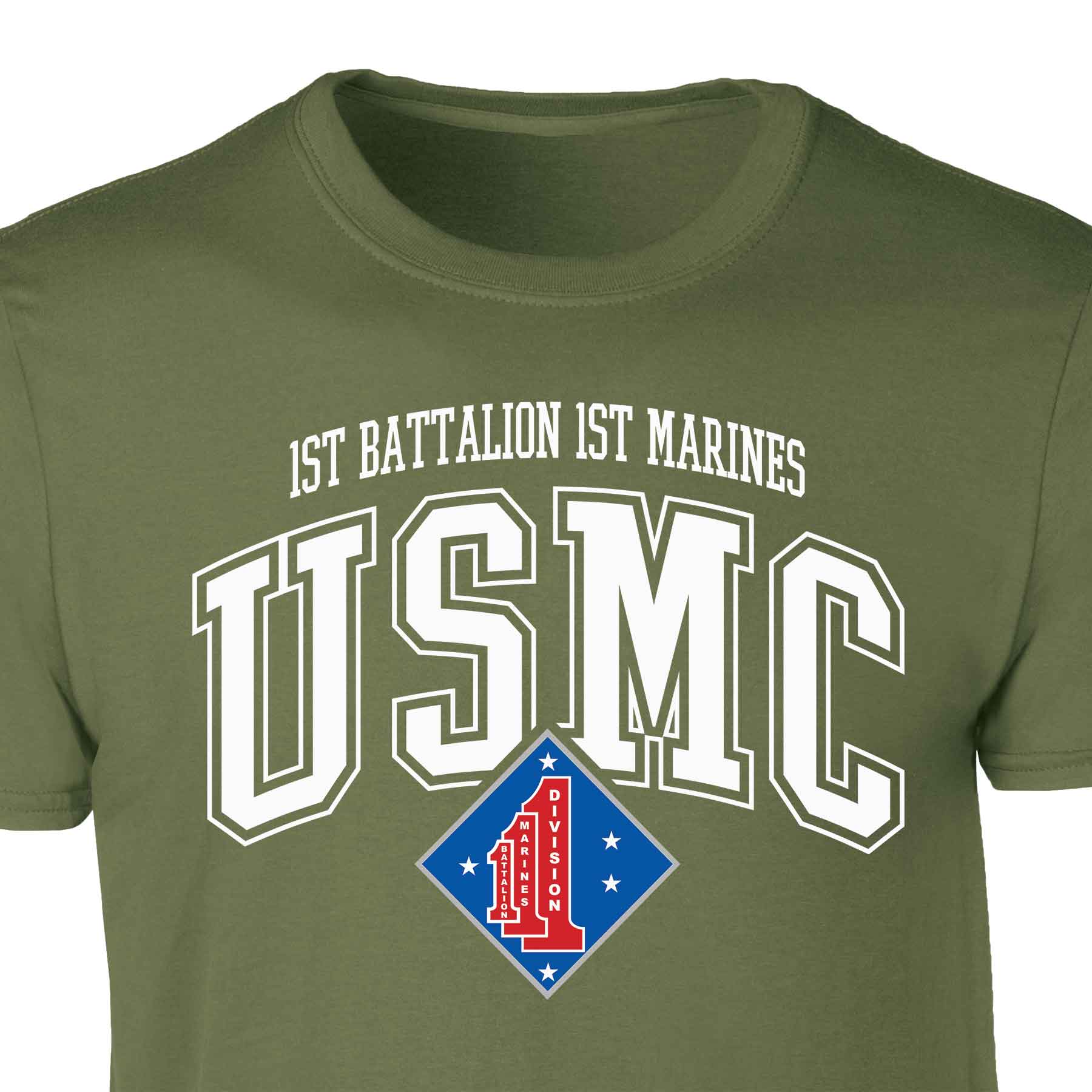 1st Battalion 1st Marines Arched Patch Graphic T-shirt - Image 3