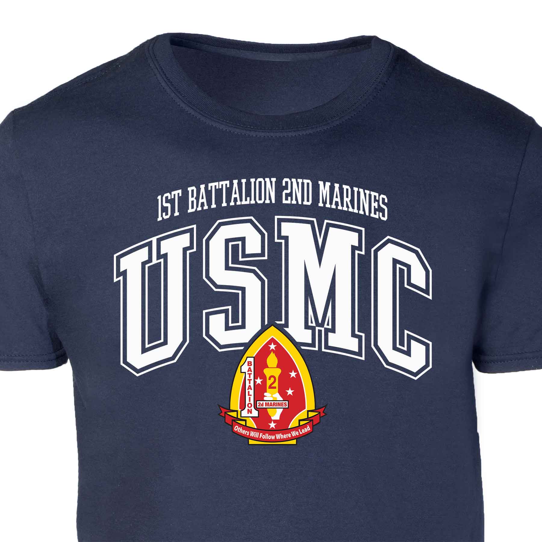 1st Battalion 2nd Marines Arched Patch Graphic T-shirt - Image 3