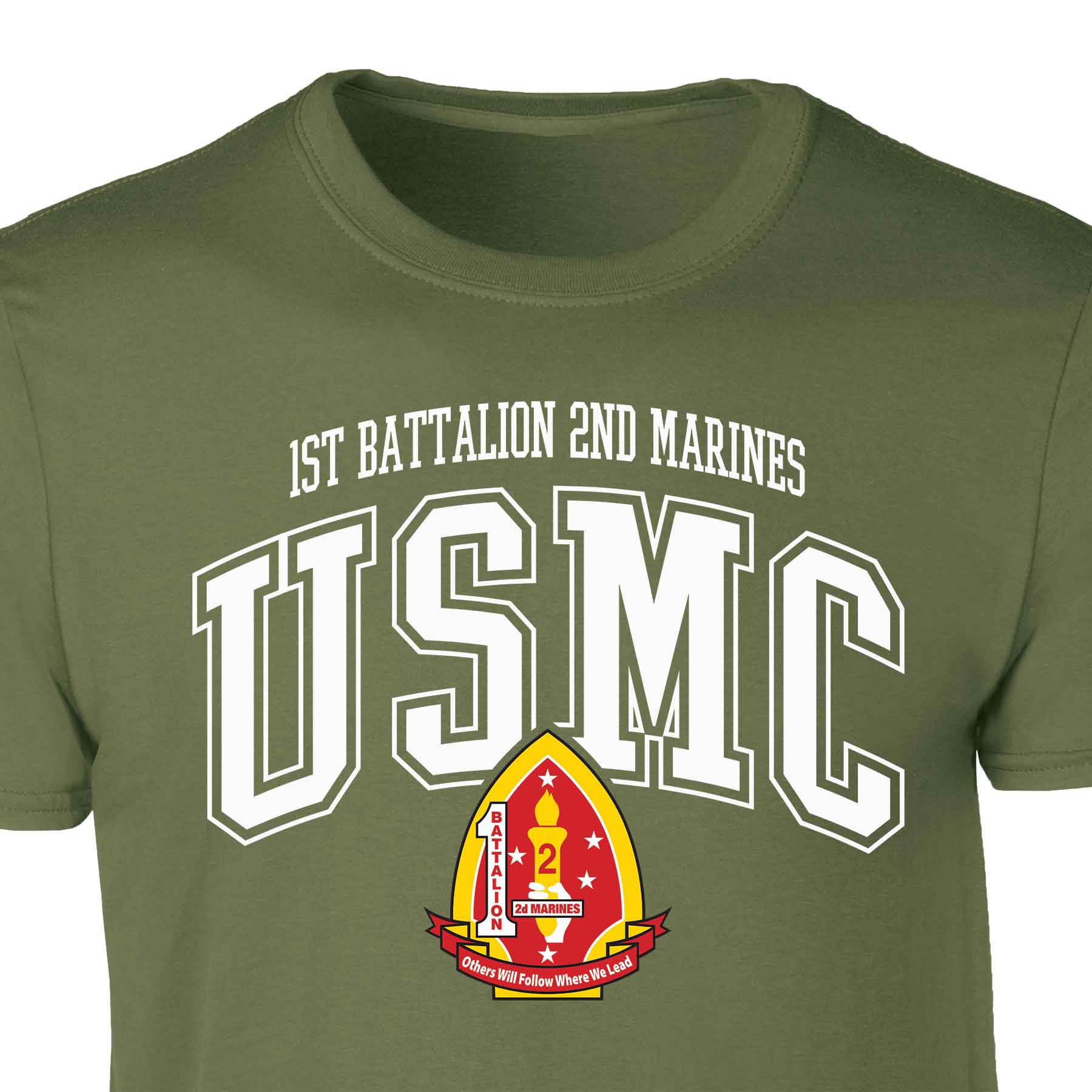 1st Battalion 2nd Marines Arched Patch Graphic T-shirt - Image 4