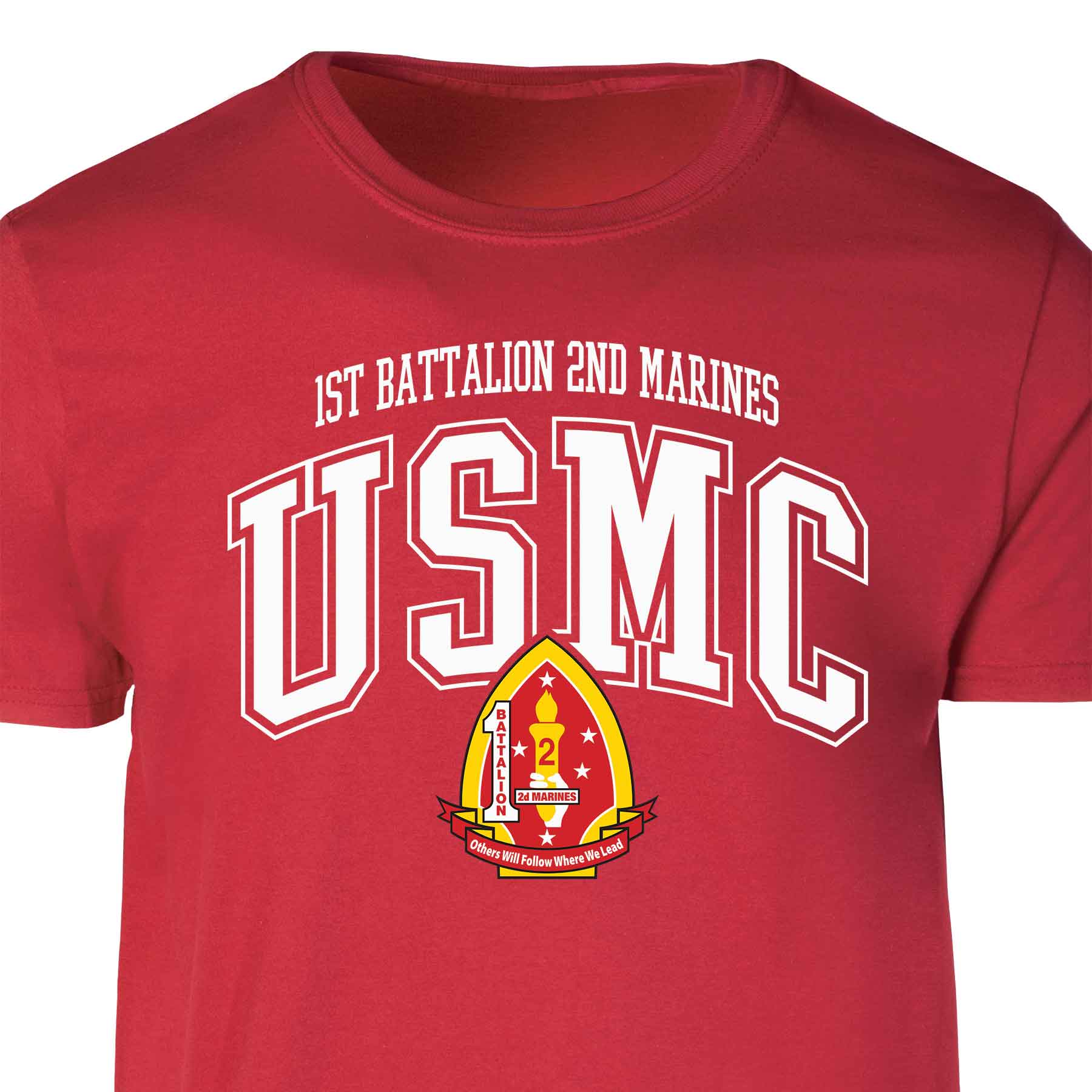 1st Battalion 2nd Marines Arched Patch Graphic T-shirt - Image 5