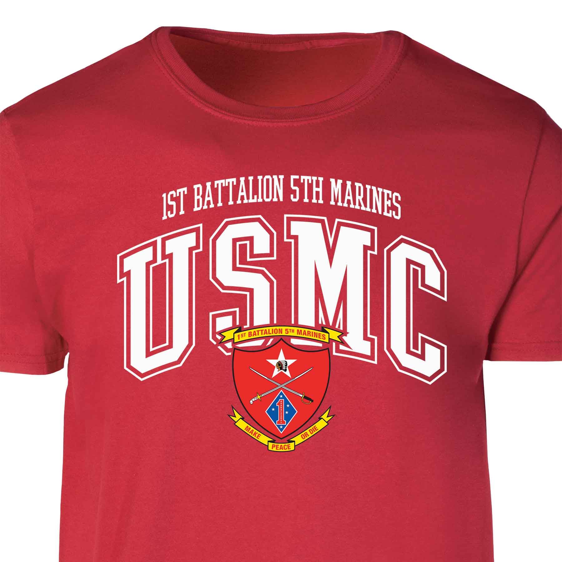 1st Battalion 5th Marines Arched Patch Graphic T-shirt - Image 2