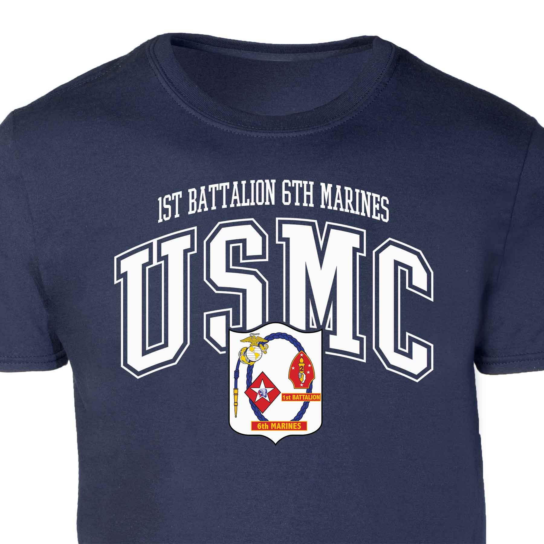 1st Battalion 6th Marines Arched Patch Graphic T-shirt - Image 2