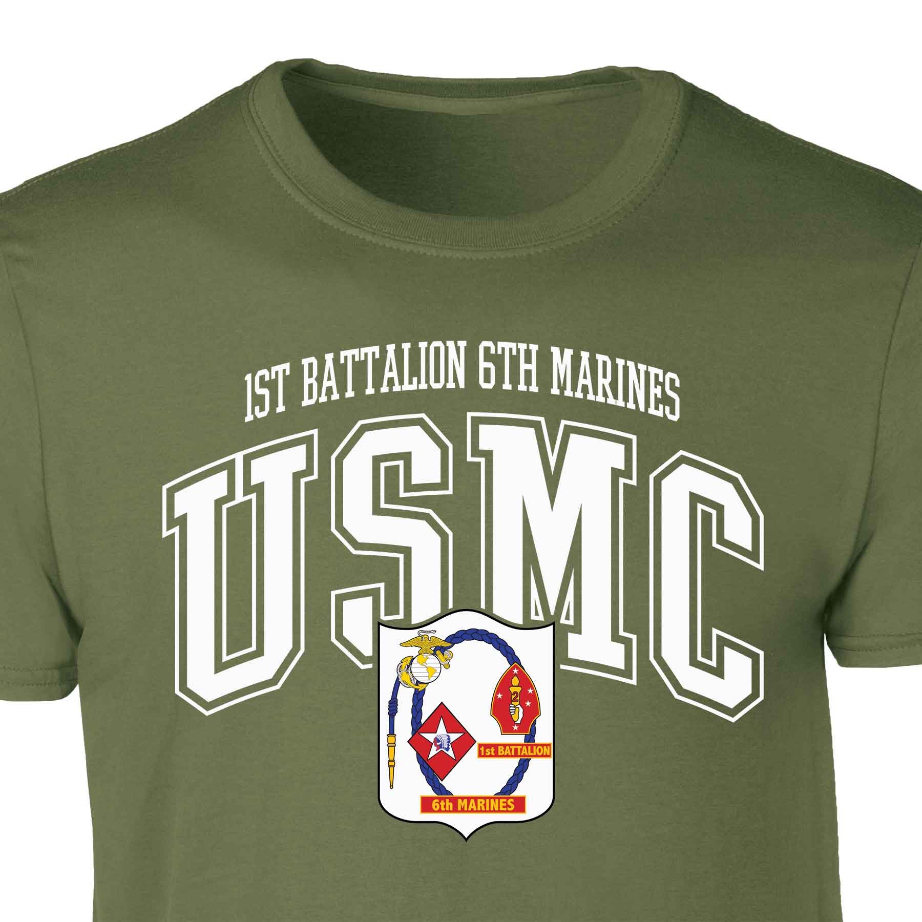 1st Battalion 6th Marines Arched Patch Graphic T-shirt - Image 3