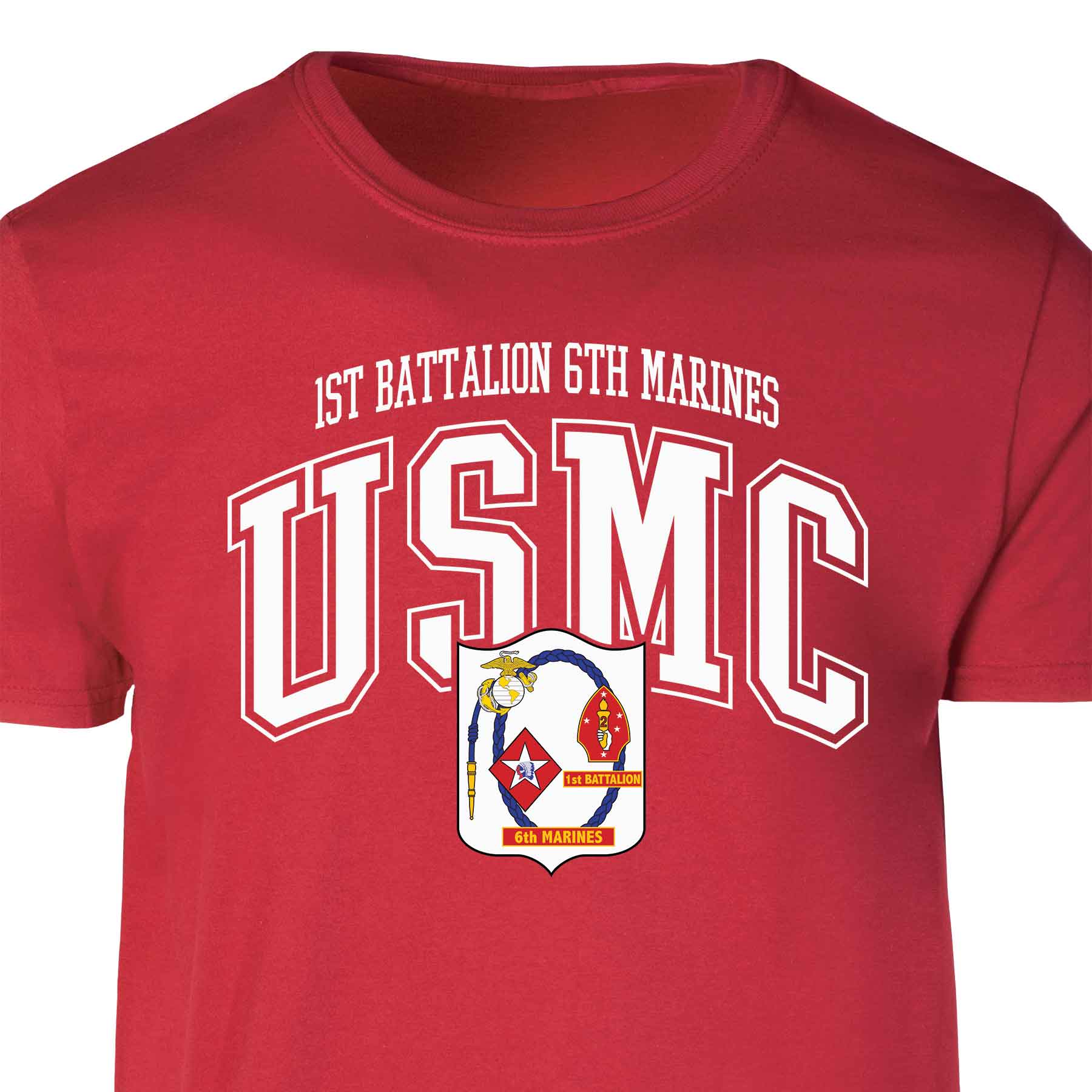 1st Battalion 6th Marines Arched Patch Graphic T-shirt - Image 4