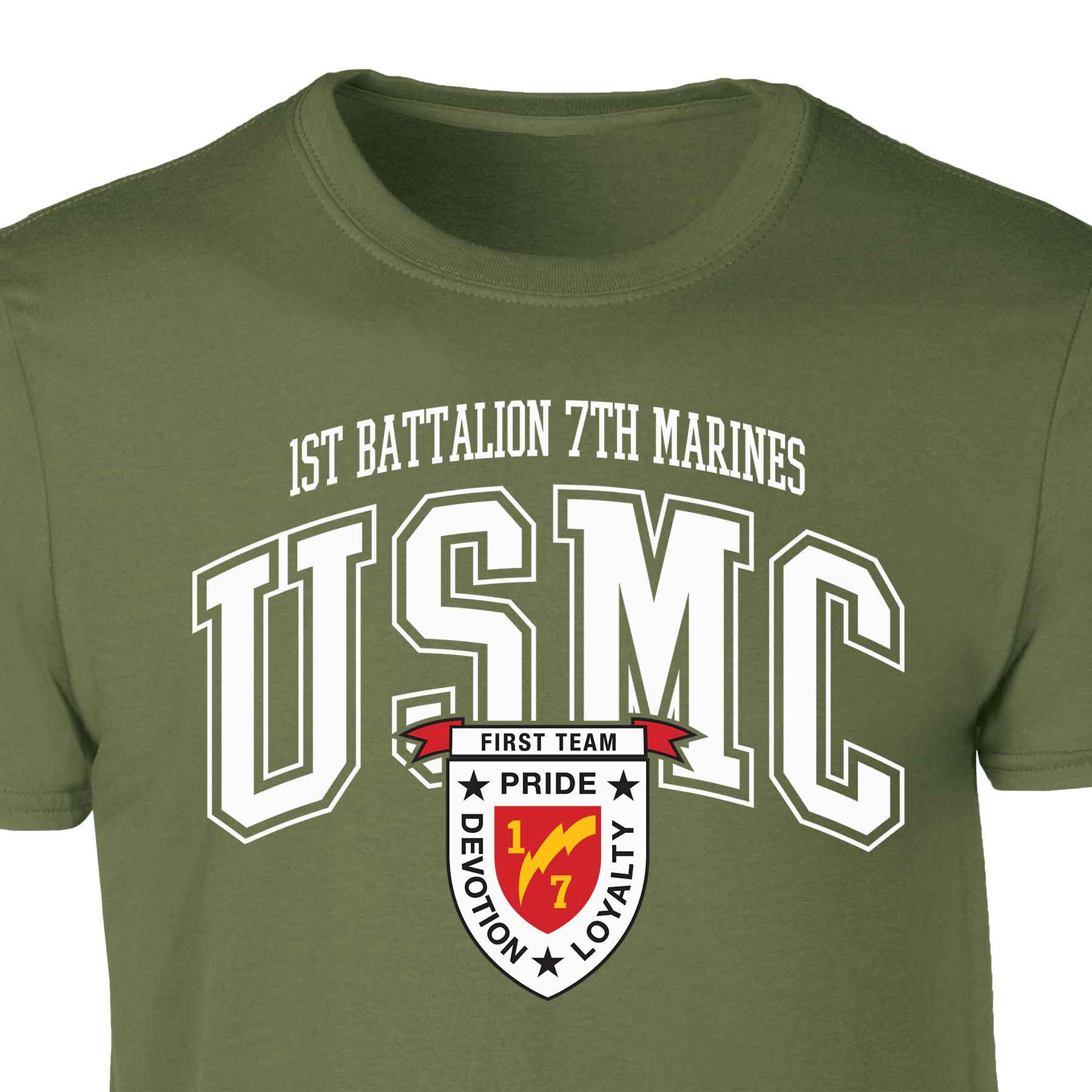 1st Battalion 7th Marines Arched Patch Graphic T-shirt - Image 3