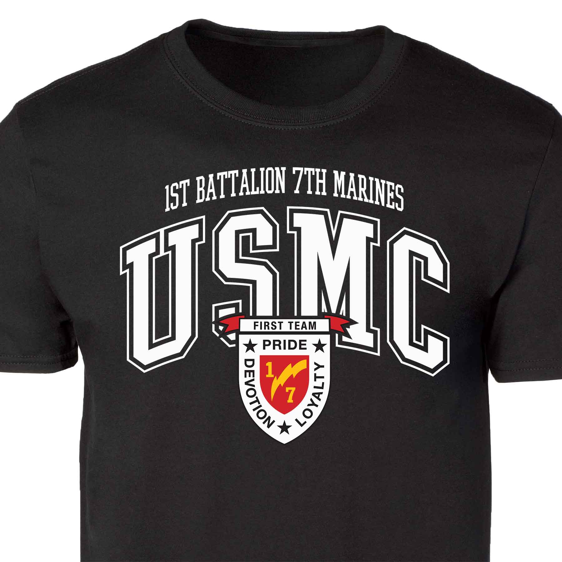1st Battalion 7th Marines Arched Patch Graphic T-shirt - Image 5