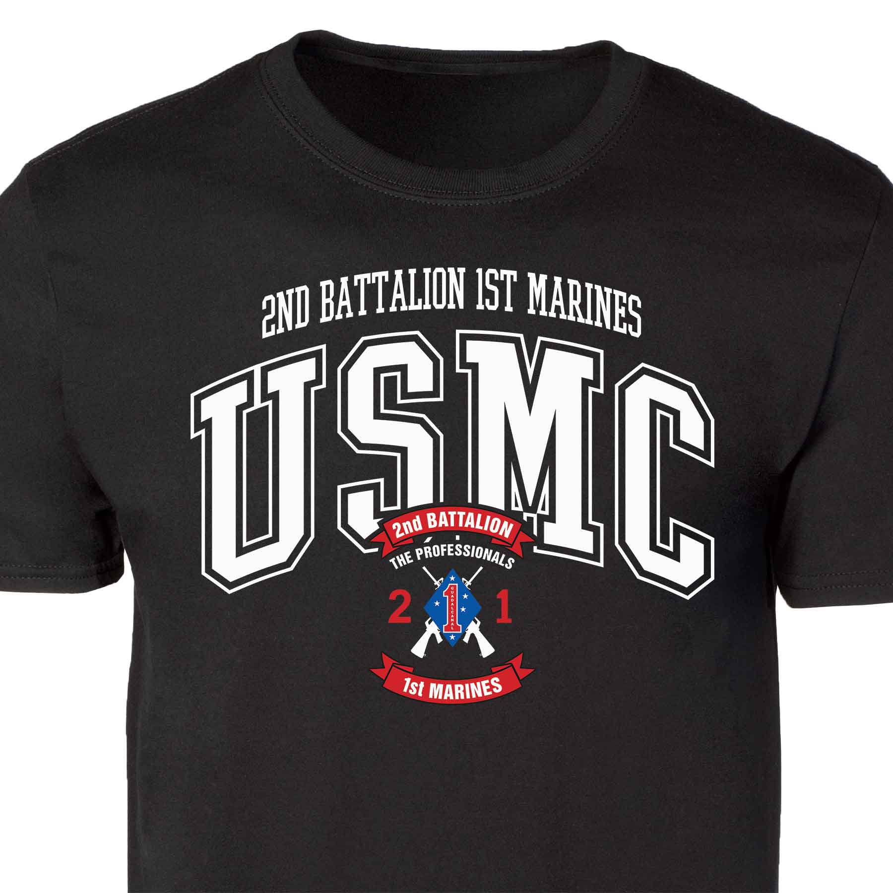 2nd Battalion 1st Marines Arched Patch Graphic T-shirt - Image 3