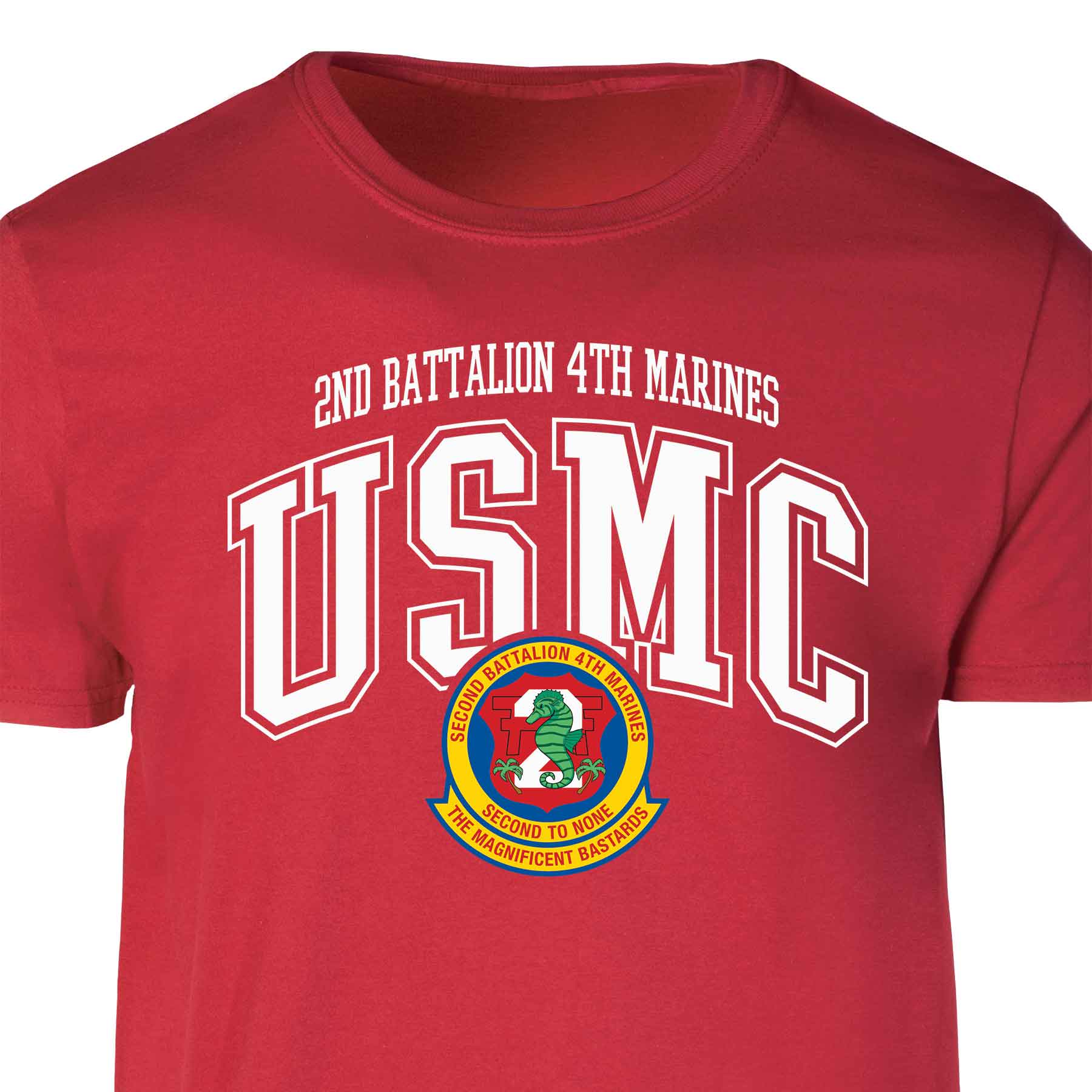 2nd Battalion 4th Marines Arched Patch Graphic T-shirt - Image 2