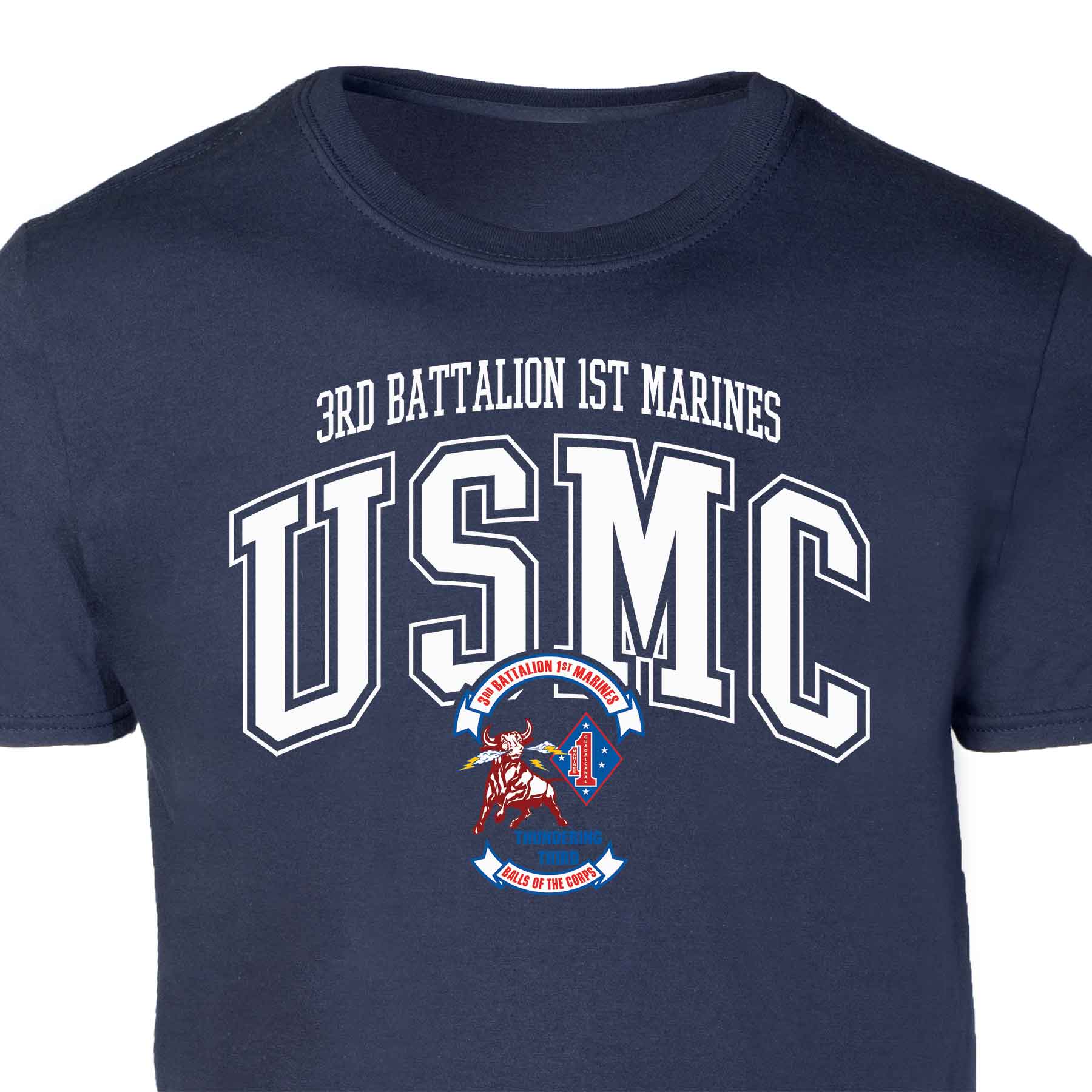 3rd Battalion 1st Marines Arched Patch Graphic T-shirt - Image 2