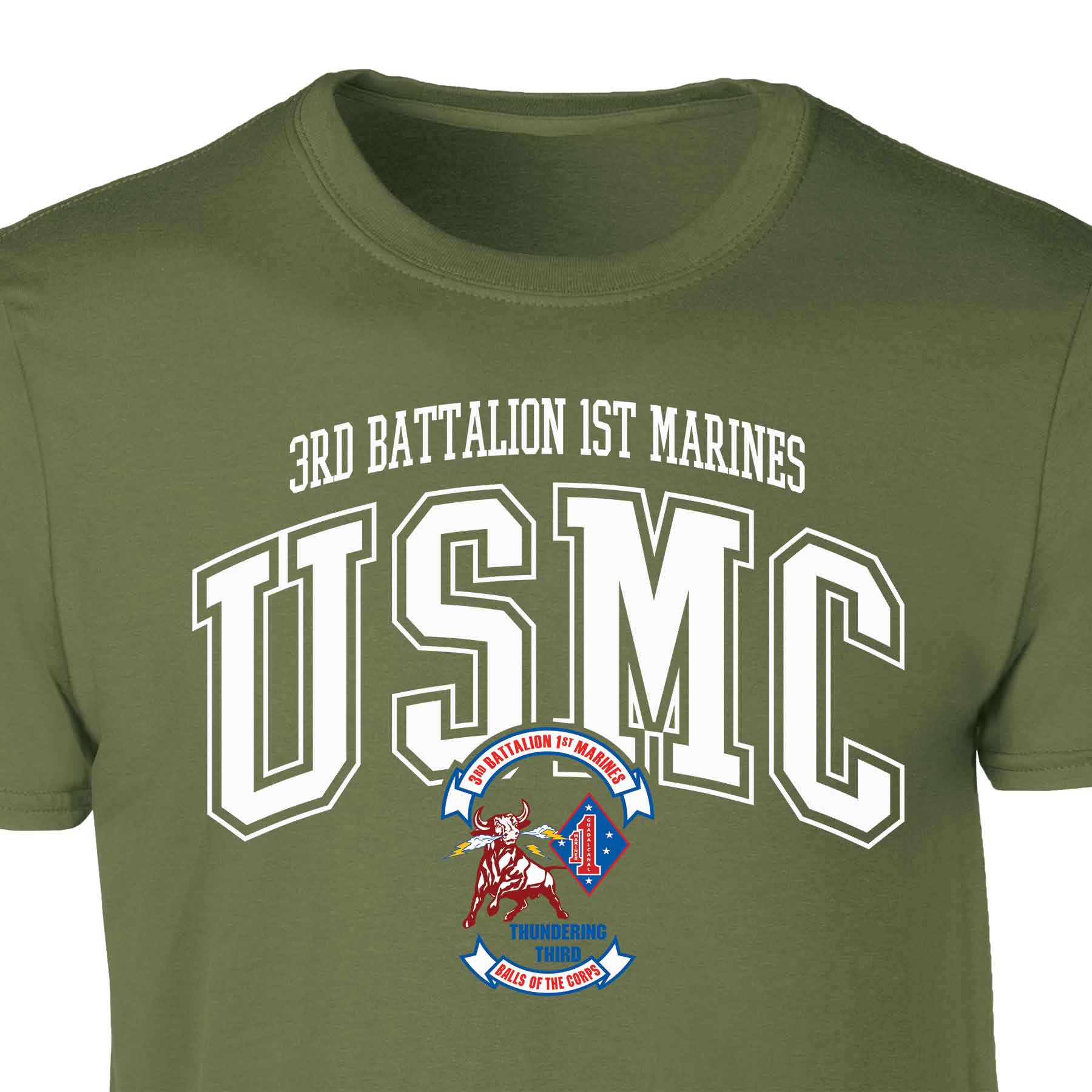 3rd Battalion 1st Marines Arched Patch Graphic T-shirt - Image 3