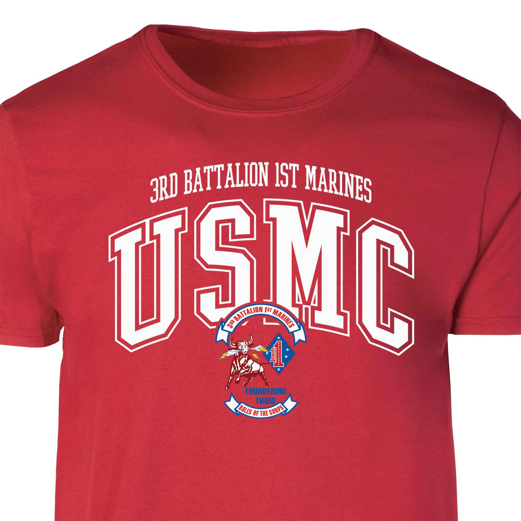 3rd Battalion 1st Marines Arched Patch Graphic T-shirt - Image 4