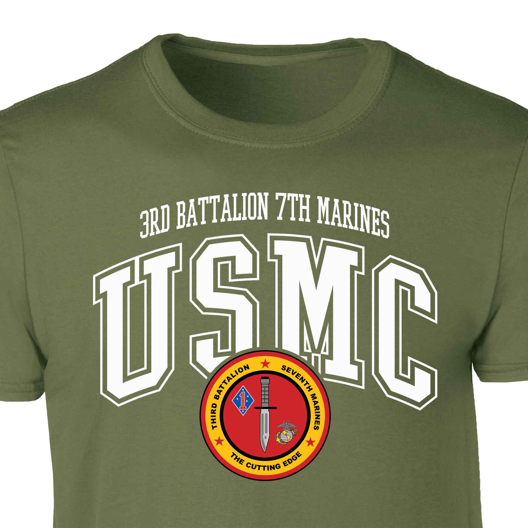 3rd Battalion 7th Marines Arched Patch Graphic T-shirt - Image 3