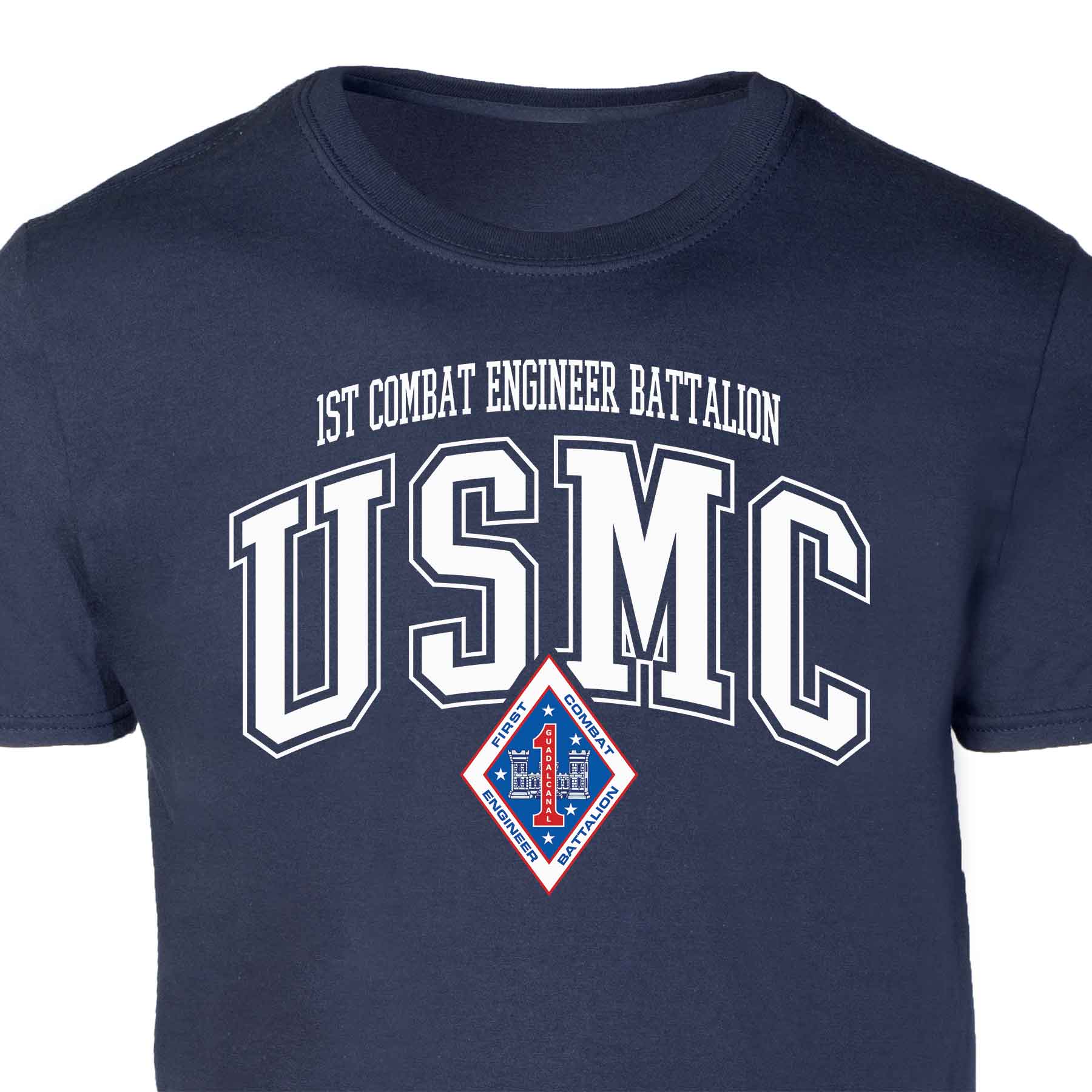 1st Combat Engineer Battalion Arched Patch Graphic T-shirt - Image 2