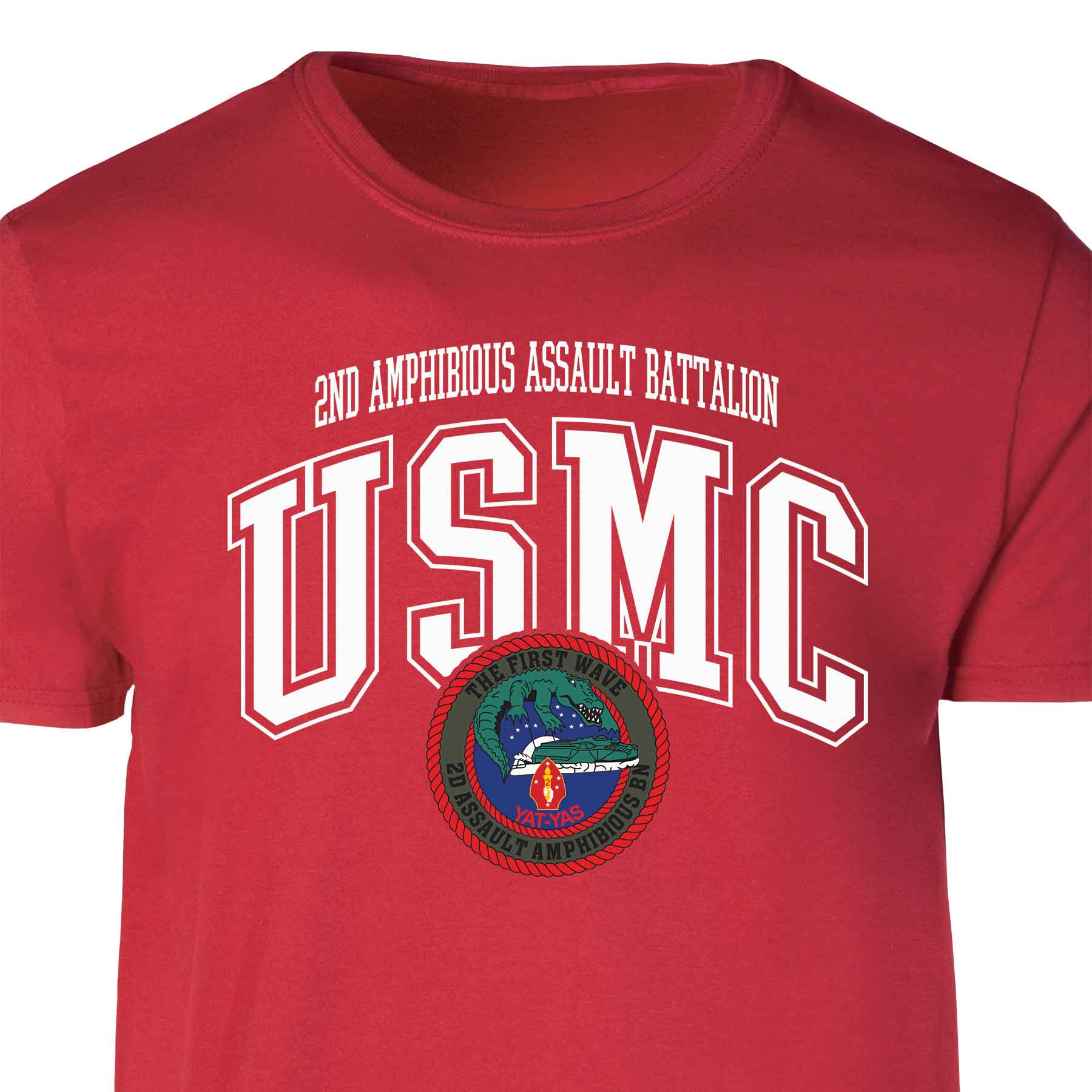 2nd Assualt Amphibious Bn Arched Patch Graphic T-shirt - Image 2
