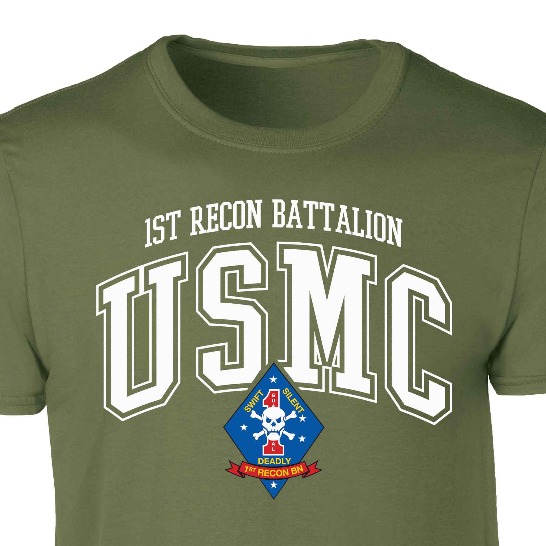 1st Recon Battalion Arched Patch Graphic T-shirt - Image 2