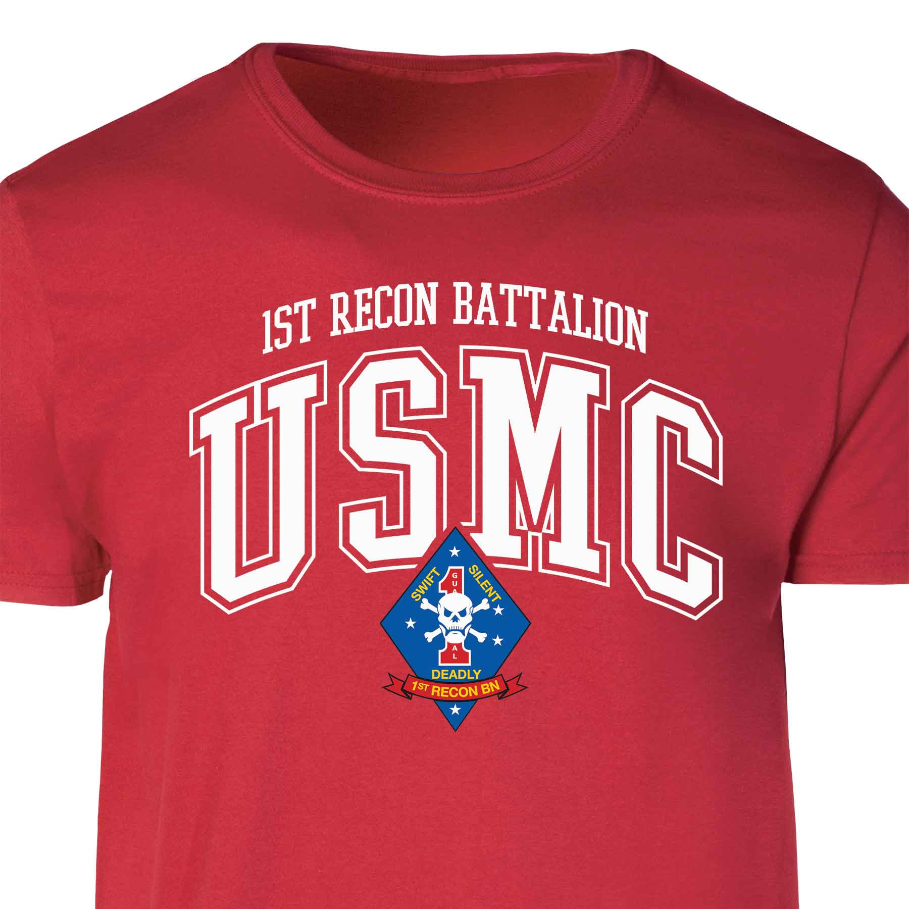 1st Recon Battalion Arched Patch Graphic T-shirt - Image 3