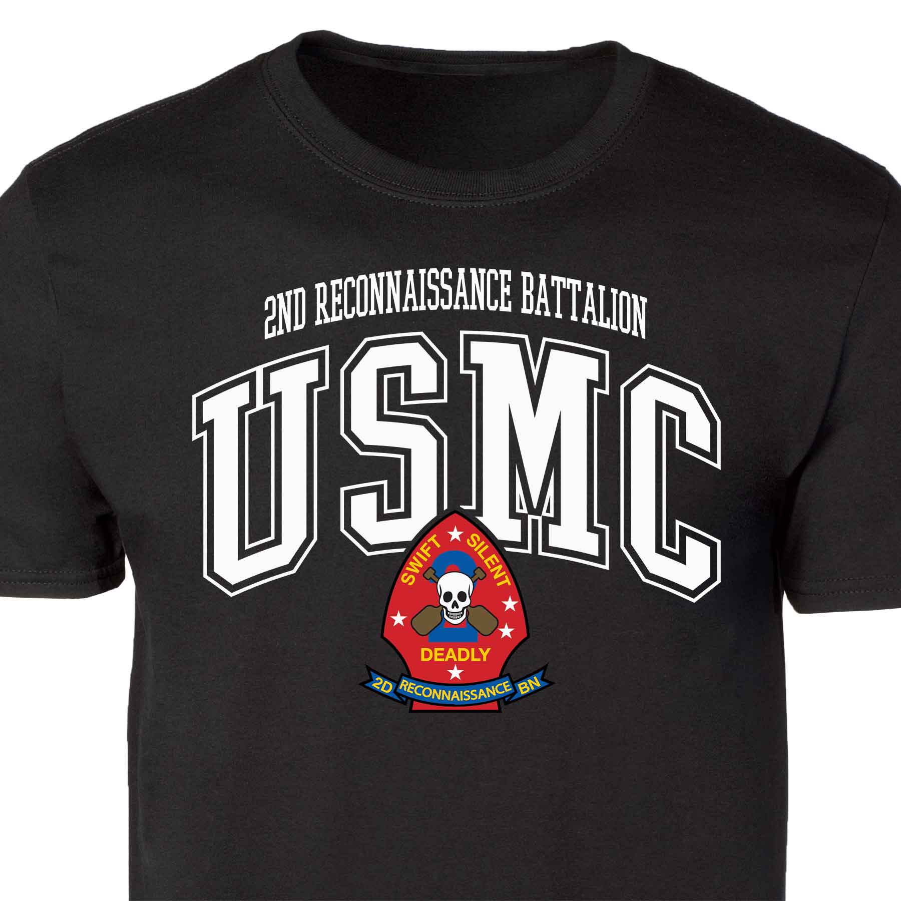 2nd Reconnaissance Battalion Arched Patch Graphic T-shirt - Image 3