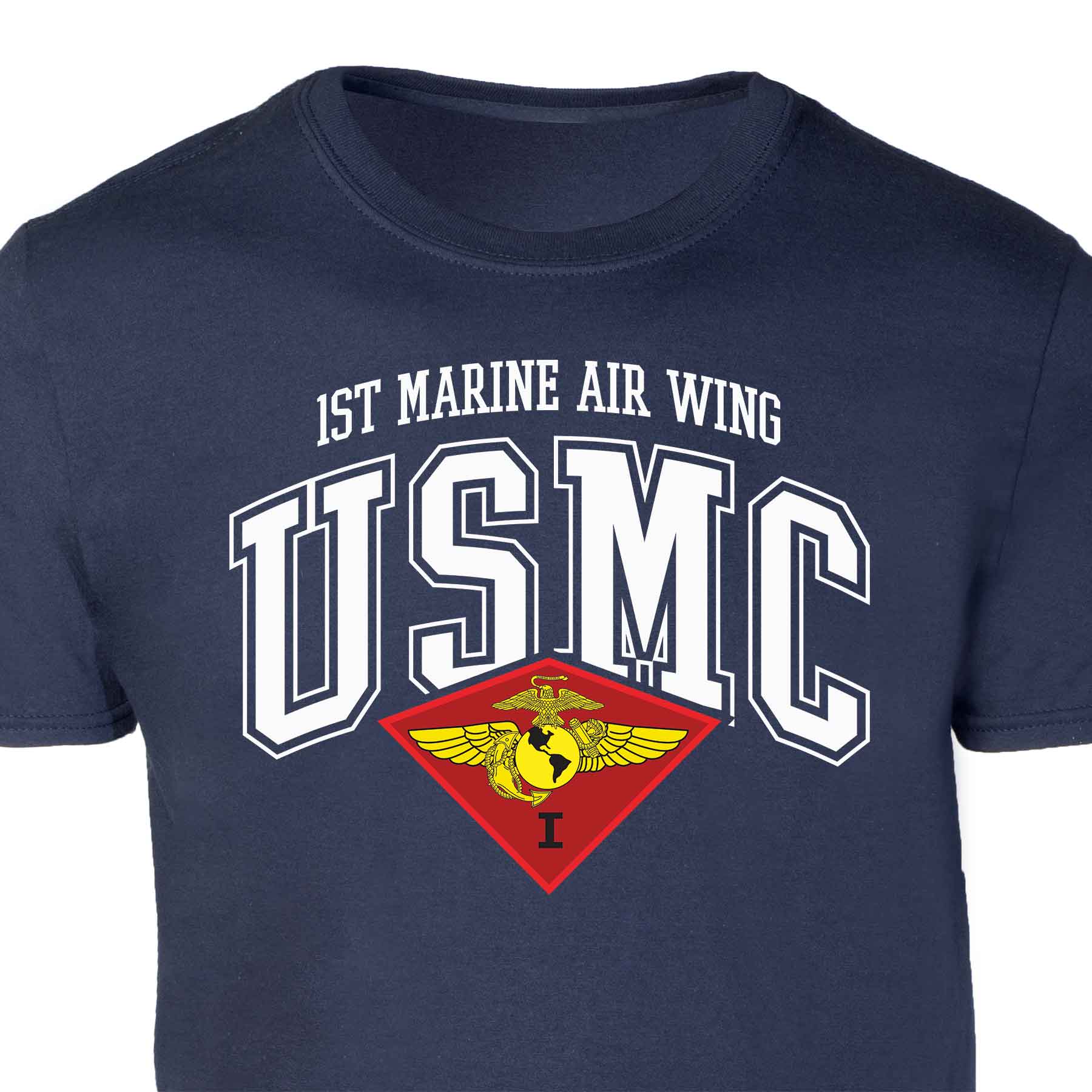 1st Marine Air Wing Arched Patch Graphic T-shirt - Image 2