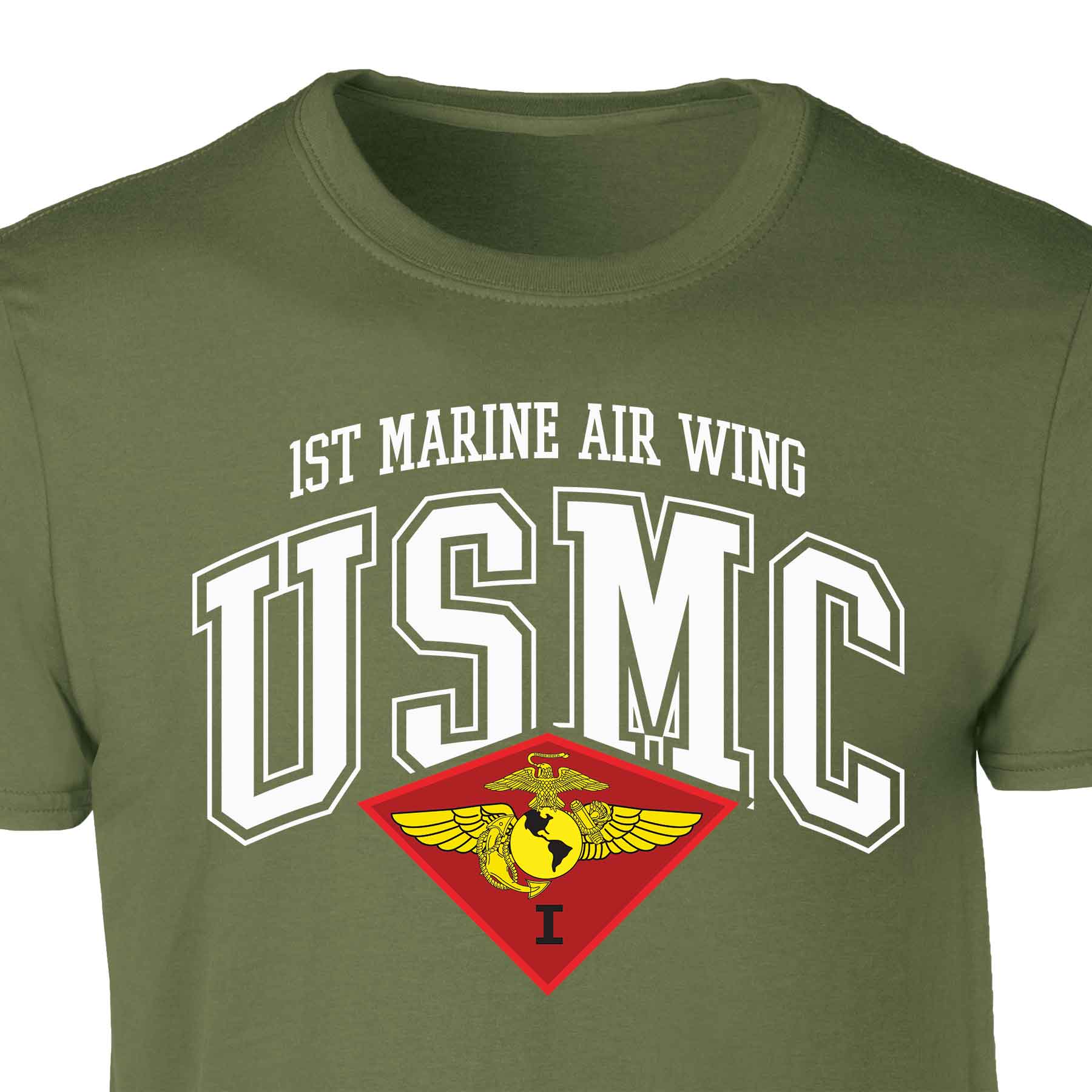 1st Marine Air Wing Arched Patch Graphic T-shirt - Image 3