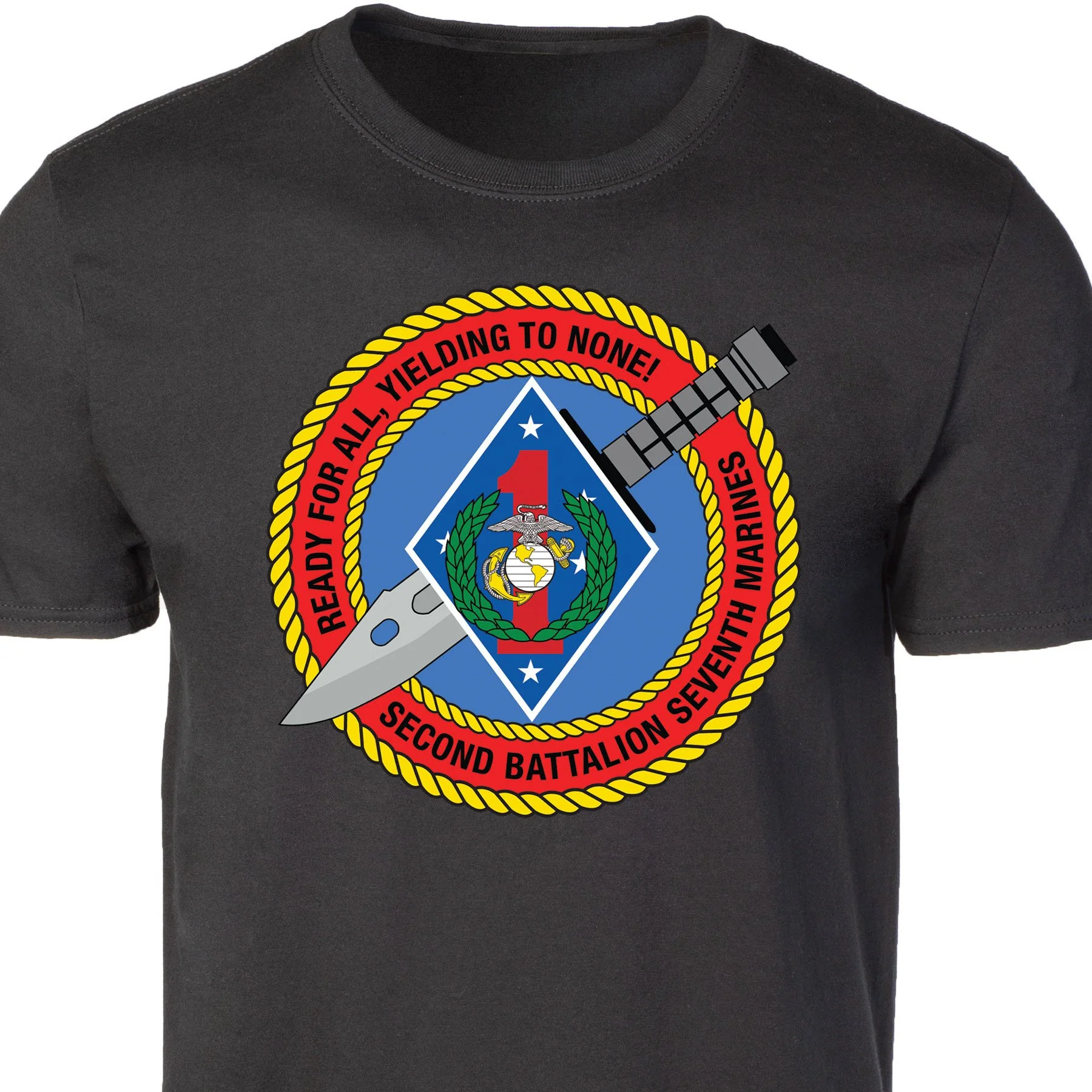 2nd Battalion 7th Marines T-shirt- Red & Blue