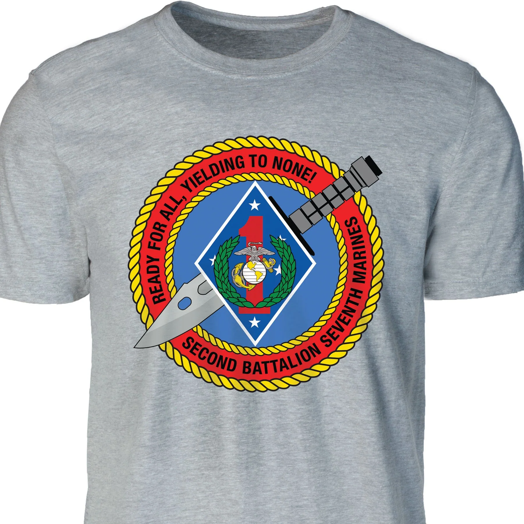 2nd Battalion 7th Marines T-shirt- Red & Blue - Image 2