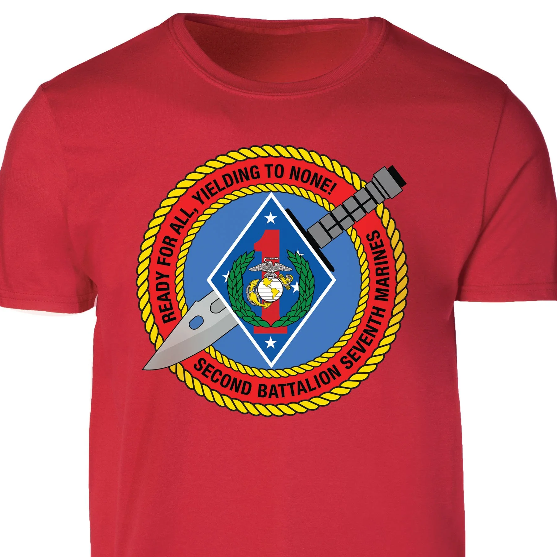2nd Battalion 7th Marines T-shirt- Red & Blue - Image 4