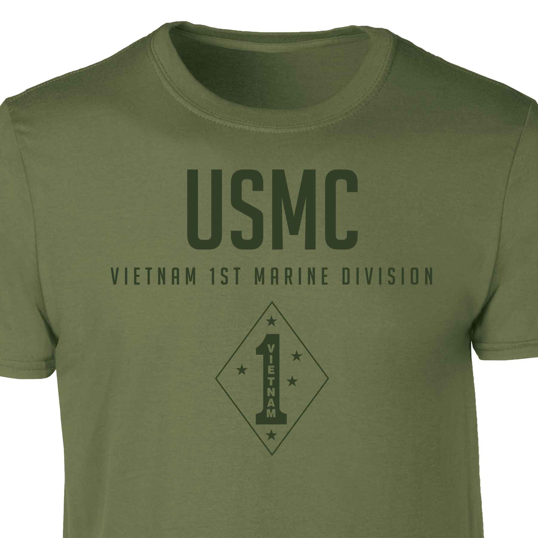 Vietnam 1st Marine Division Tonal Patch Graphic T-shirt - Image 2