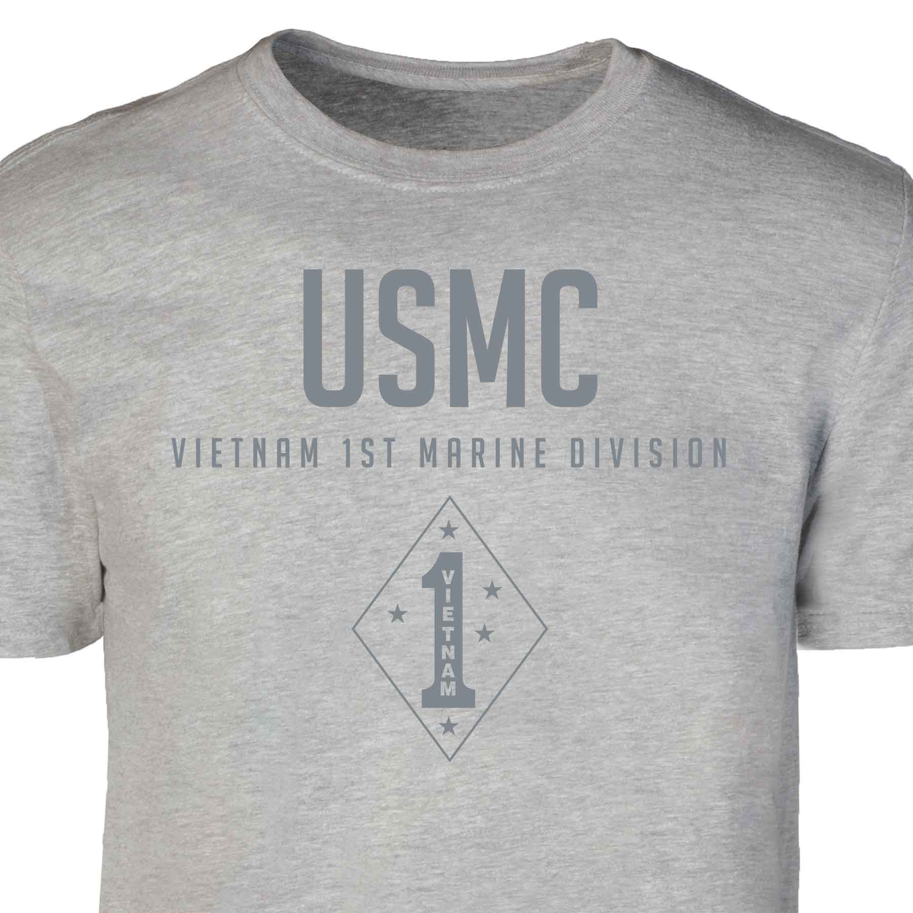 Vietnam 1st Marine Division Tonal Patch Graphic T-shirt - Image 5