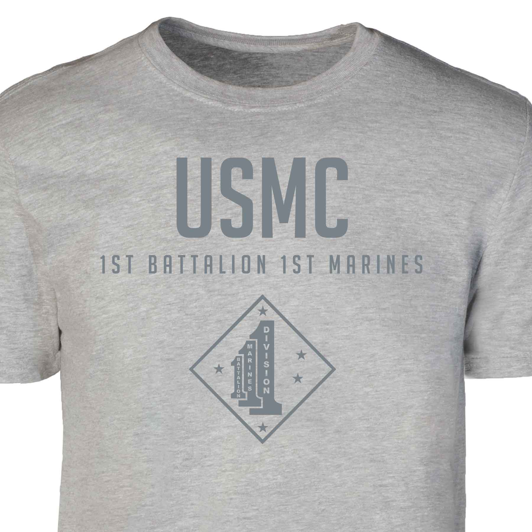 1st Battalion 1st Marines Tonal Patch Graphic T-shirt - Image 5
